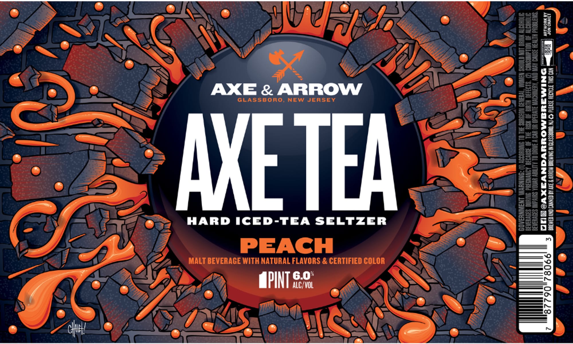 Axe Tea Peach Hard Iced Tea Seltzer by Axe & Arrow Brewing - beer label