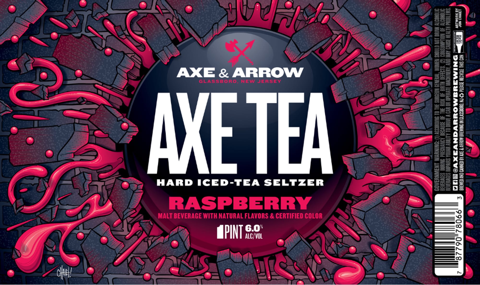 Axe Tea Raspberry by Axe & Arrow Brewing - beer label