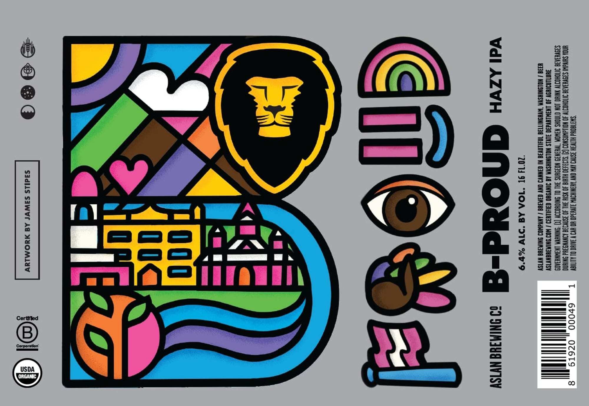 B-Proud Hazy IPA by Aslan Brewing Co - beer label