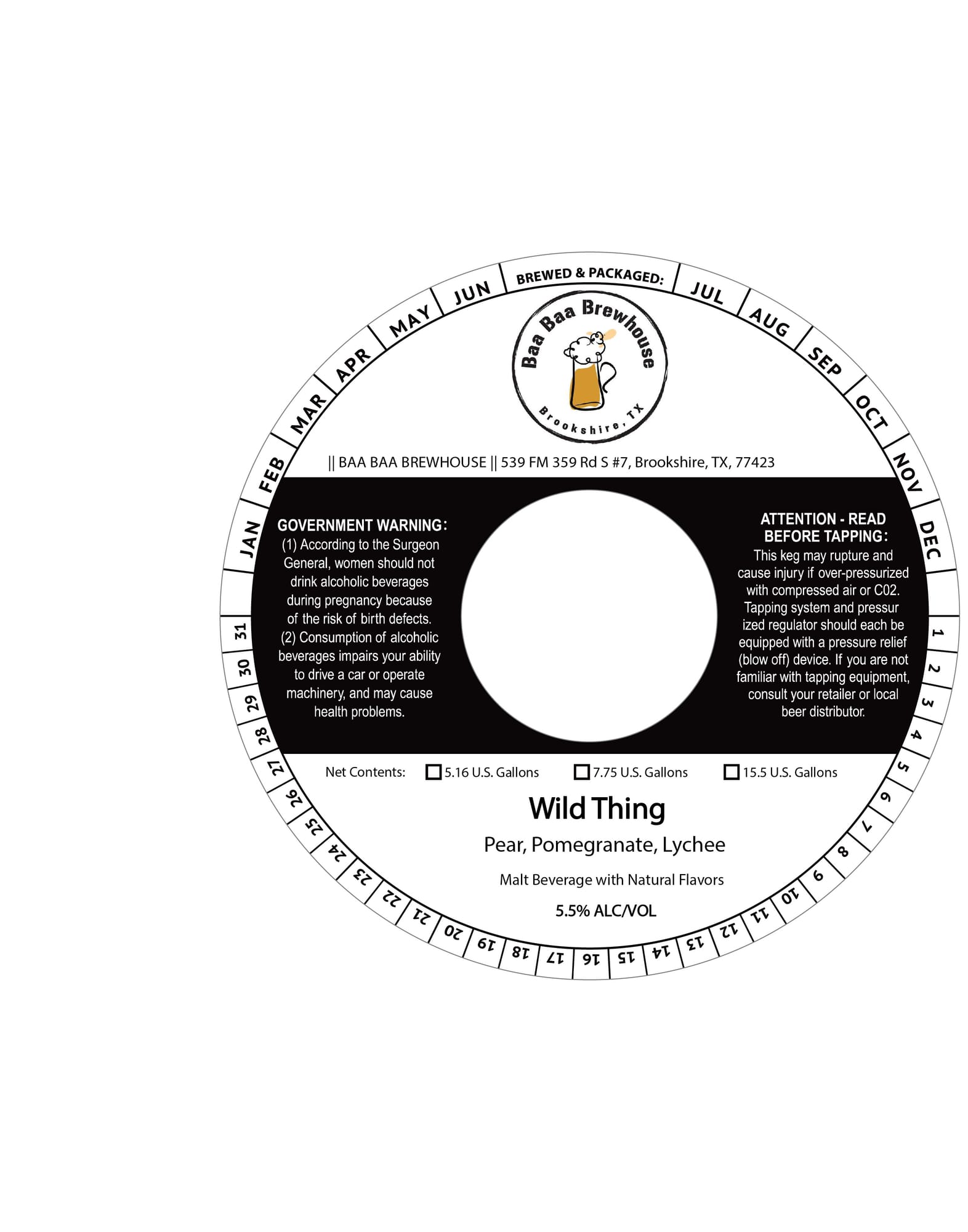 Wild Thing by Baa Baa Brewhouse - beer label