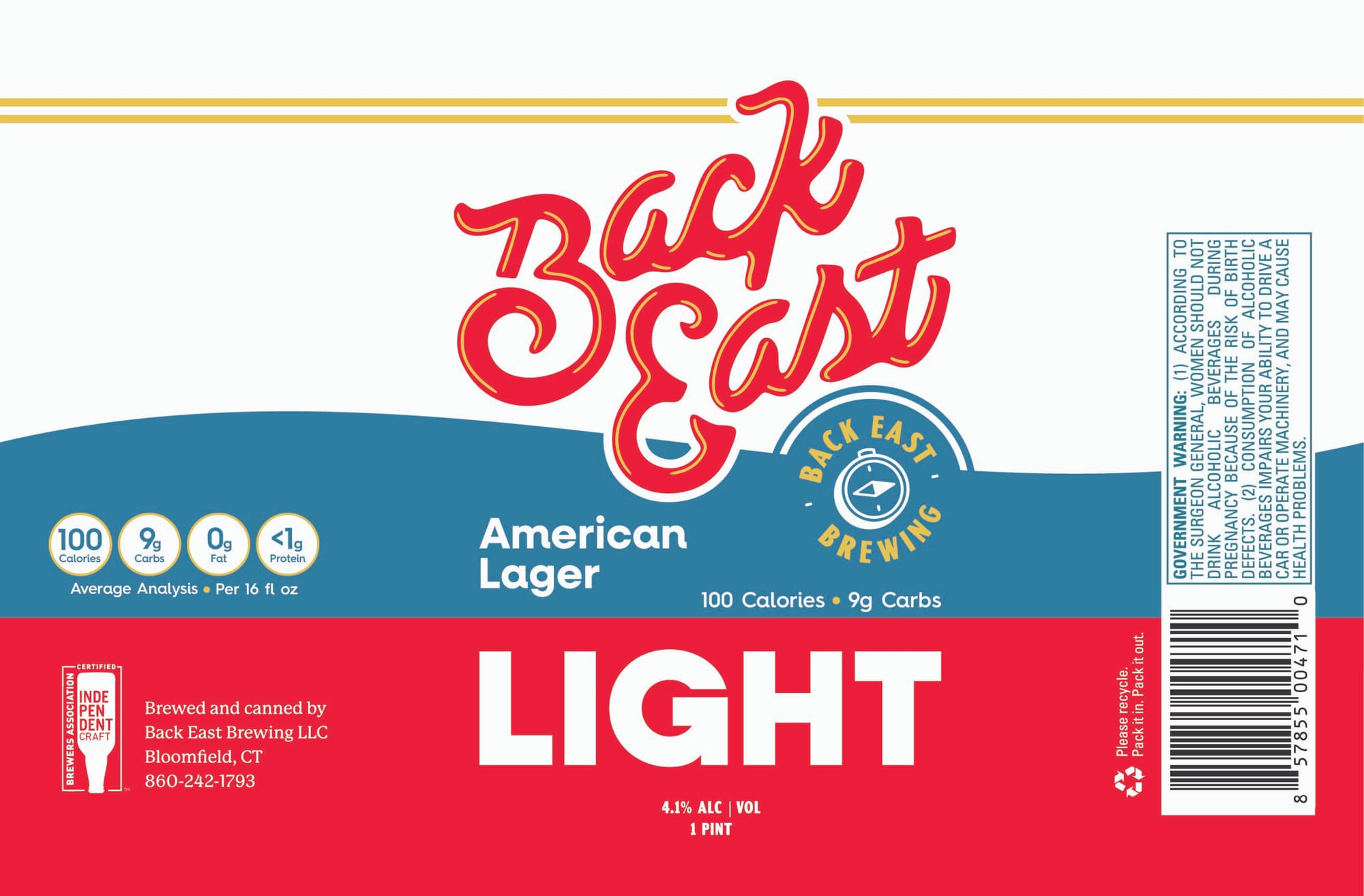 Back East Light by Back East Brewing - beer label