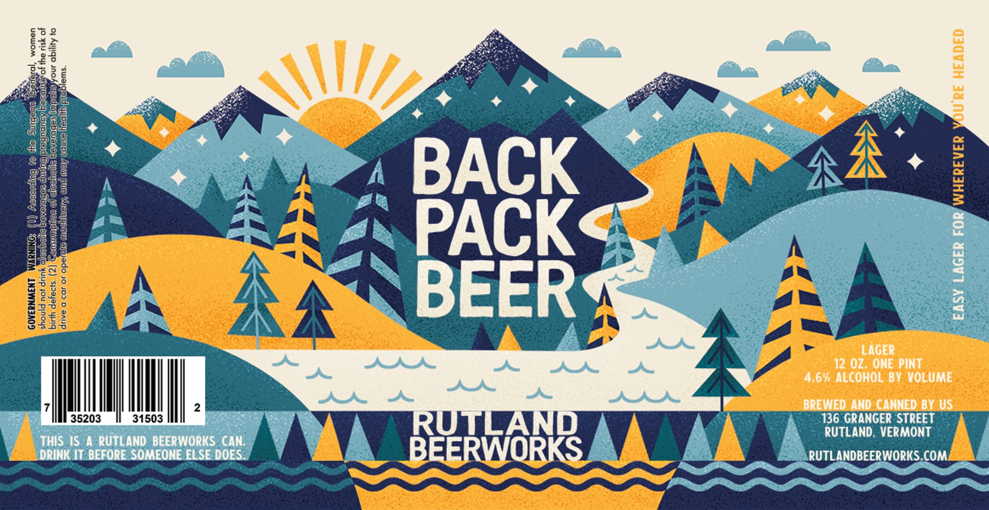 Back Pack Beer by Rutland Beerworks - beer label