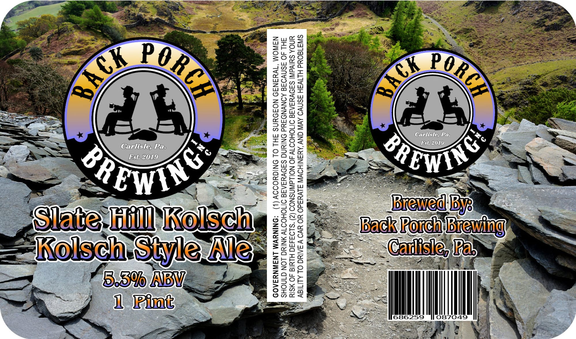 Slate Hill Kolsch by Back Porch Brewing - beer label