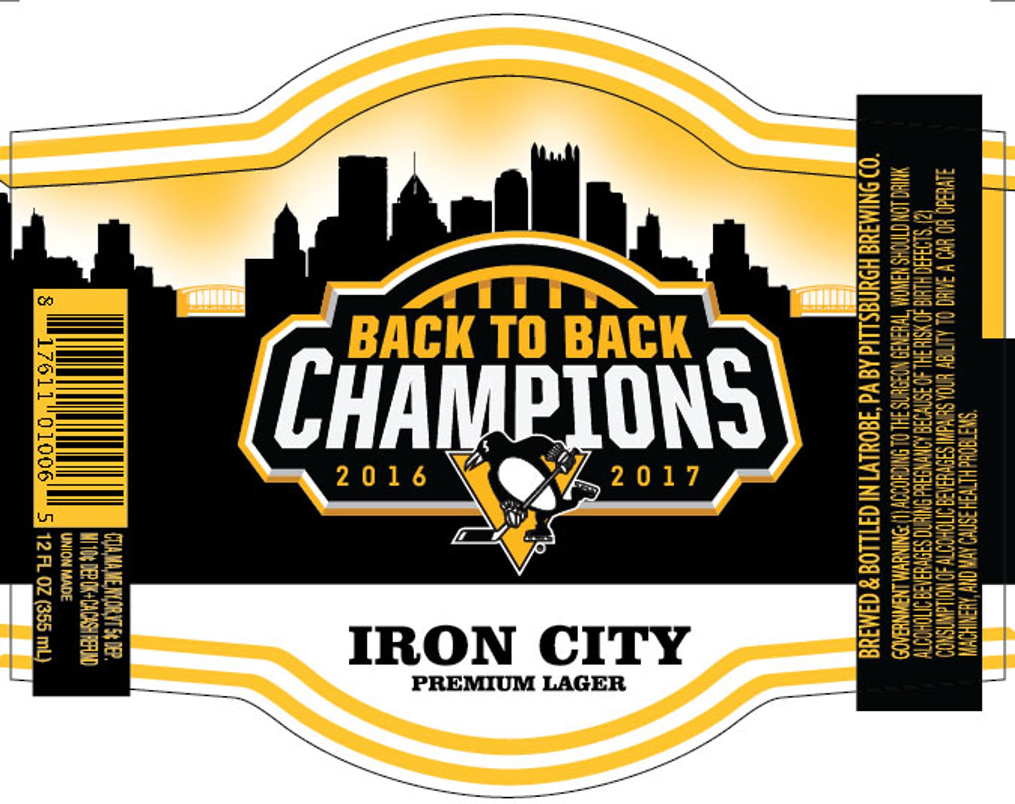 Back to Back Champions Iron City Premium Lager by Iron City Beer - beer label