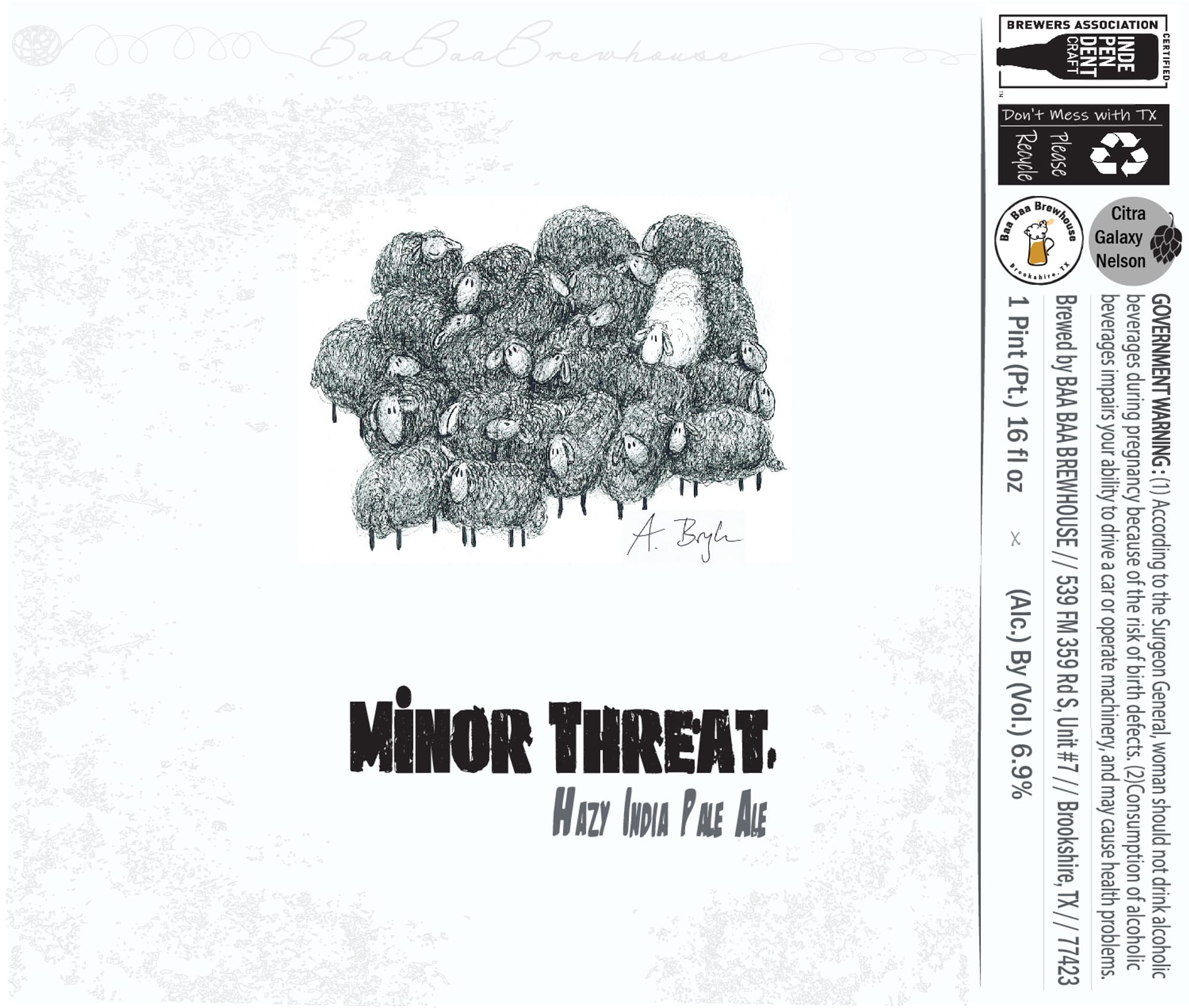 Minor Threat by Bad Batch BrewHouse - beer label
