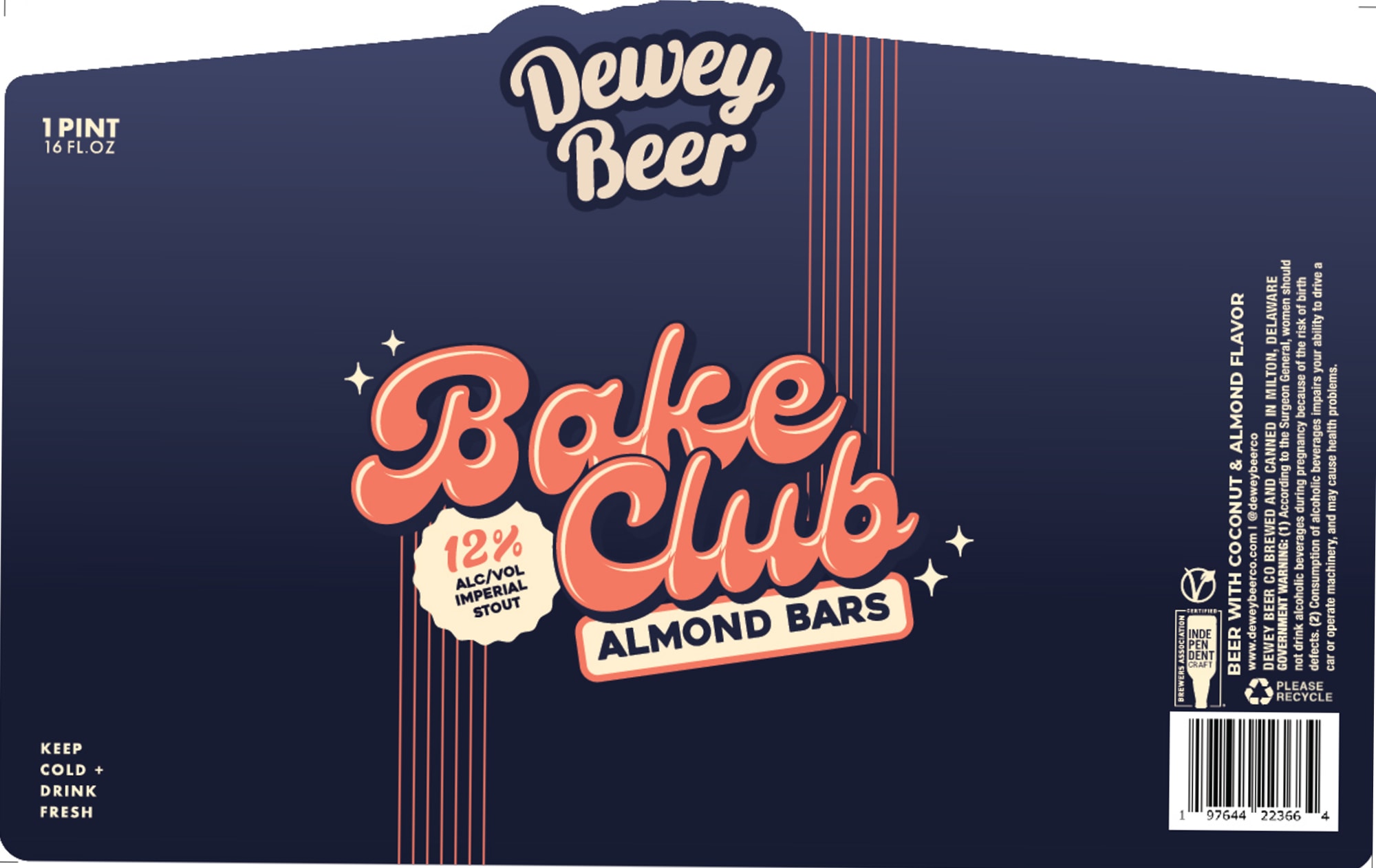 Bake Club by Dewey Beer Co. - beer label
