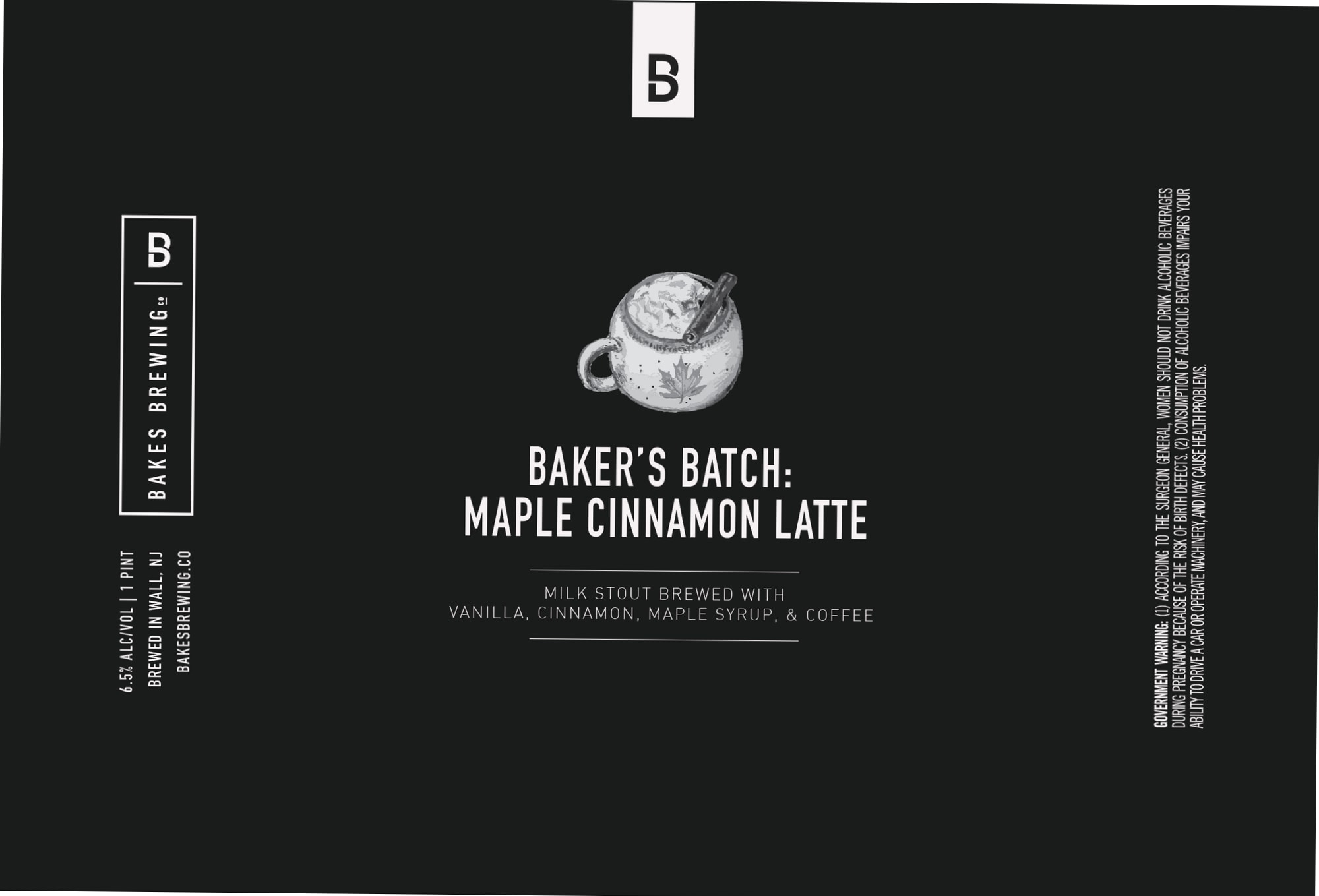 Baker's Batch: Maple Cinnamon Latte by Bakes Brewing Co - beer label