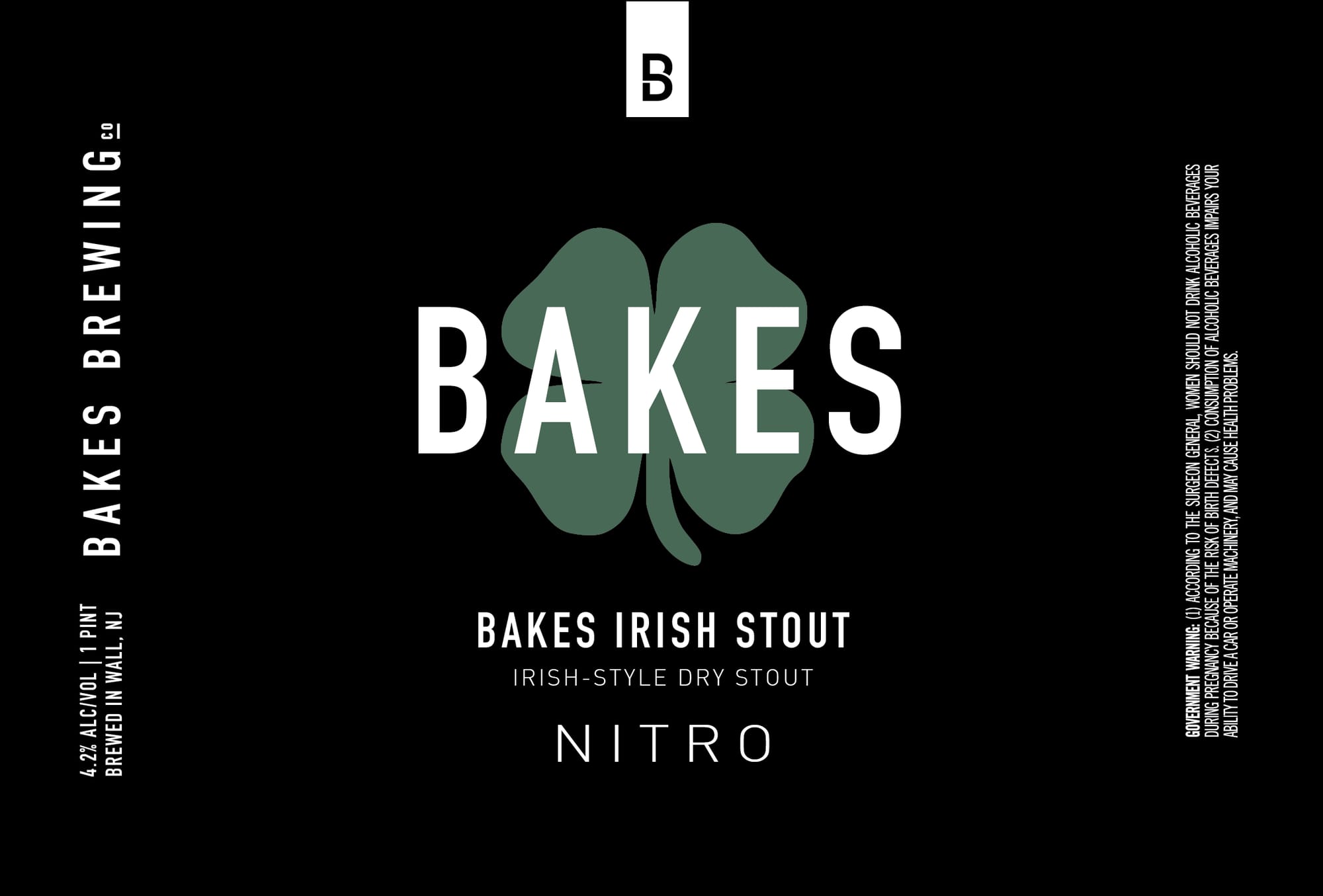 Bakes Irish Stout by Bakes Brewing Co. - beer label