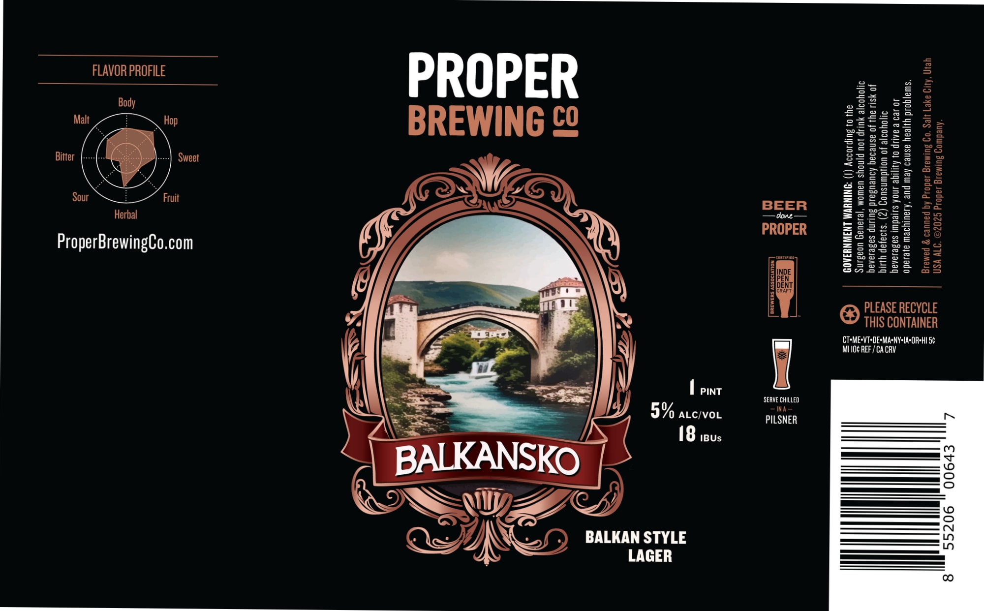 Balkansko by Proper Brewing Co. - beer label