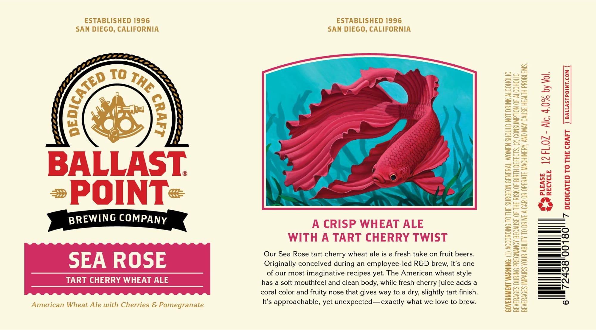Sea Rose by Ballast Point Brewing Company - beer label
