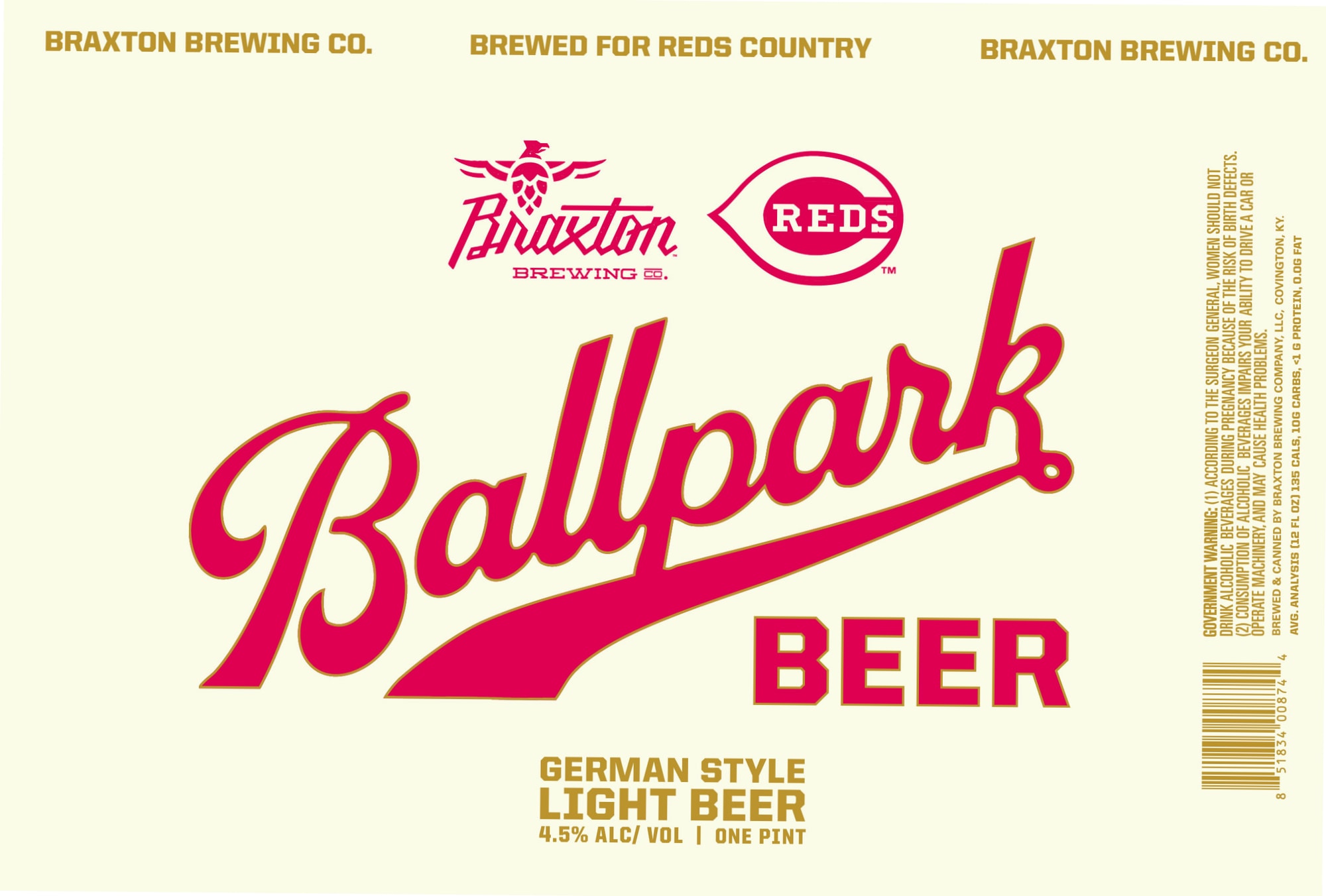 Ballpark Beer by Braxton Brewing Co. - beer label