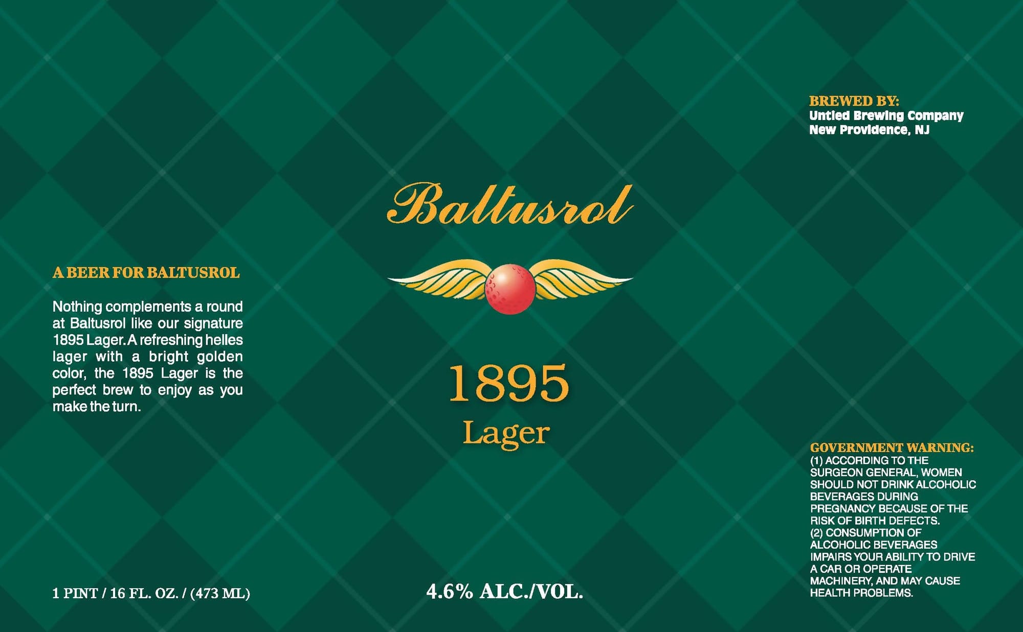 Baltusrol 1895 Lager by Untied Brewing Company - beer label