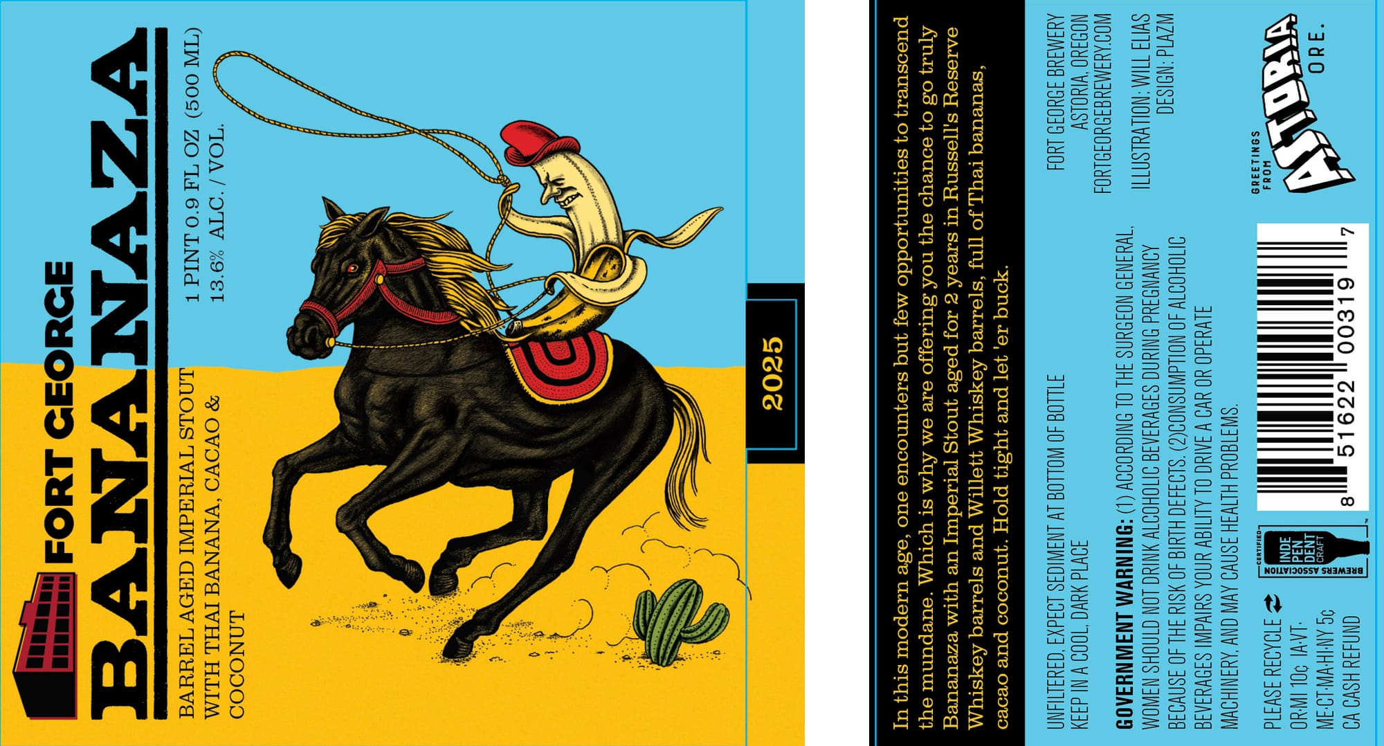 Bananza by Fort George Brewery - beer label