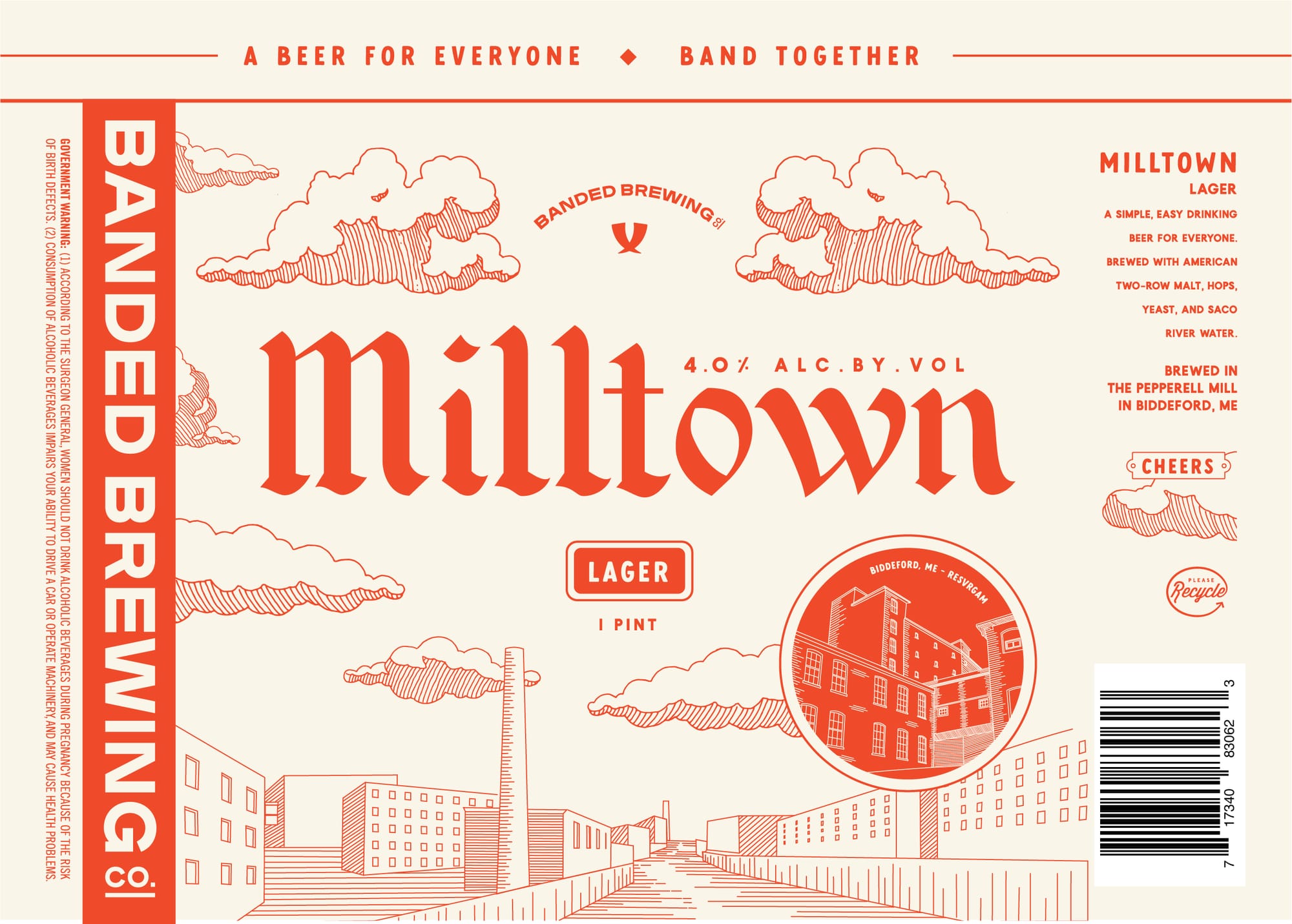 Milltown Lager by Banded Brewing - beer label