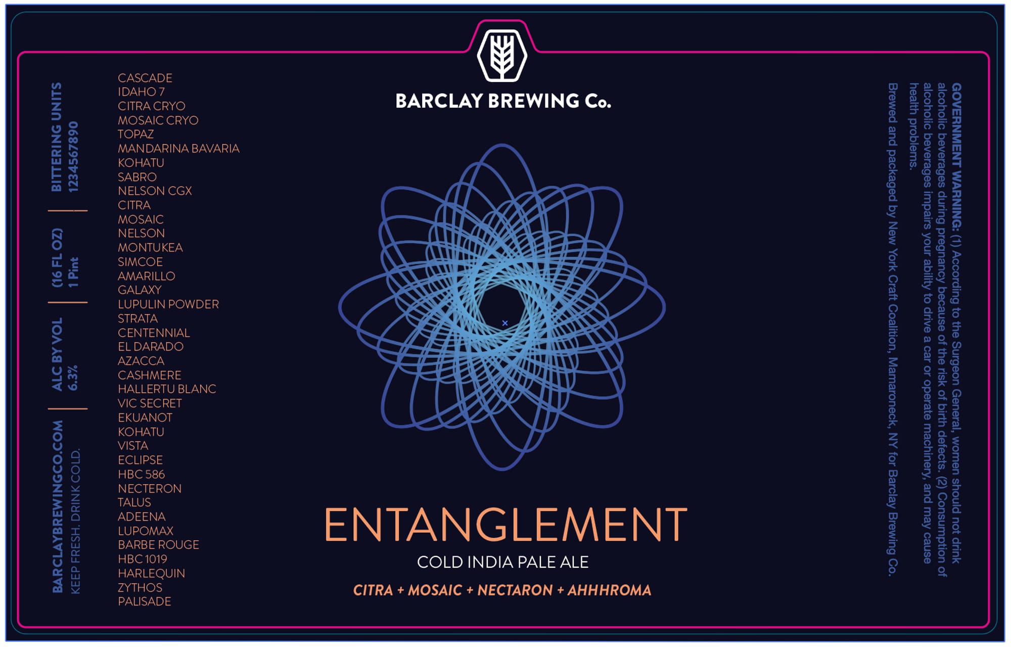 Entanglement by Barclay Brewing Co. - beer label