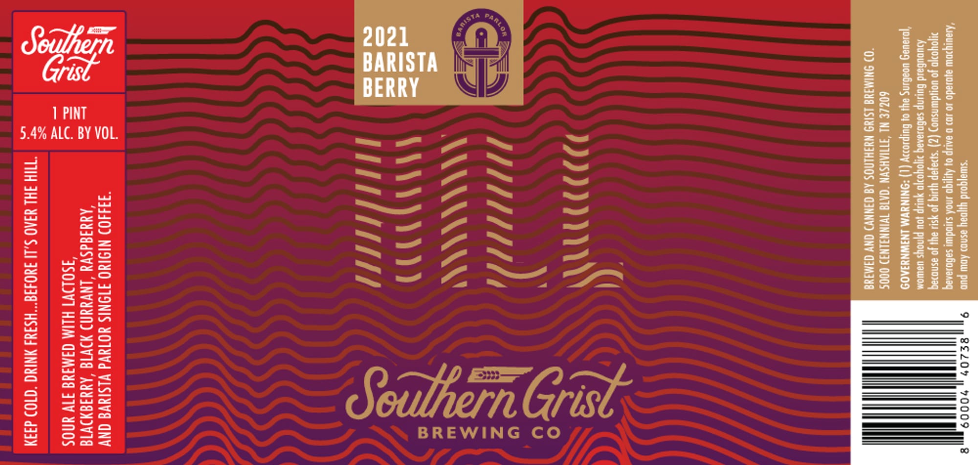 Barista Berry by Southern Grist Brewing Co. - beer label