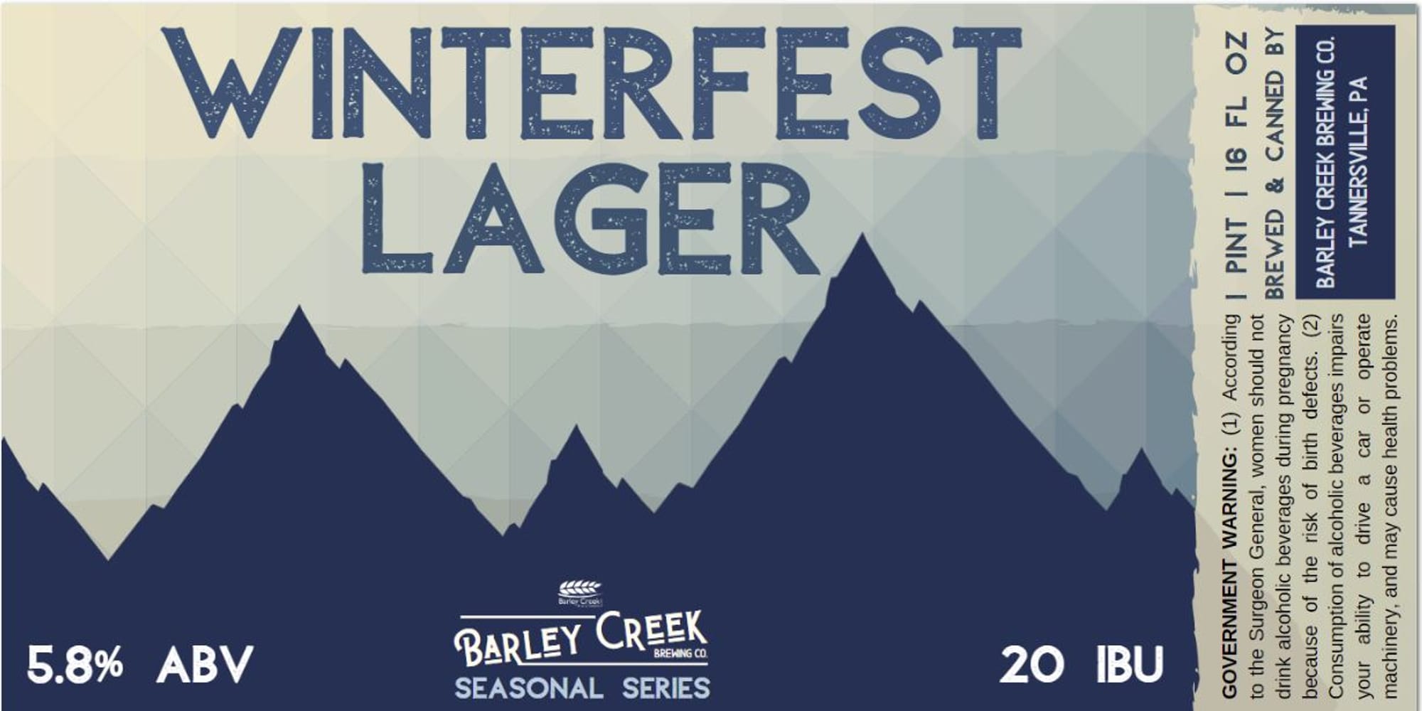 Winterfest Lager by Barley Creek Brewing Co. - beer label