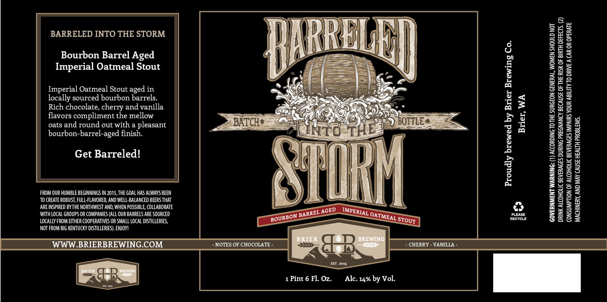 Barreled Into The Storm by Brier Brewing Co. - beer label