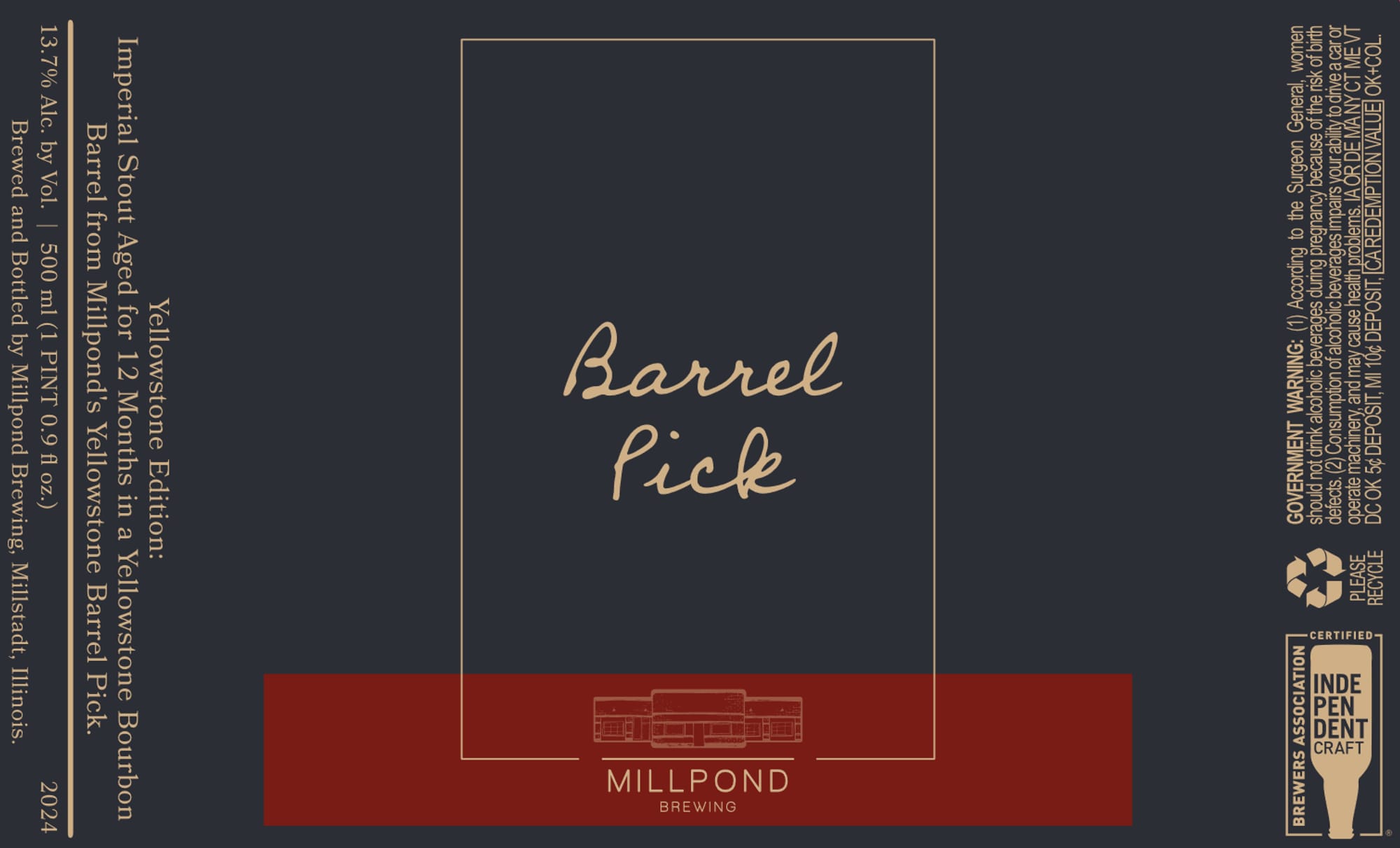 Barrel Pick by Millpond Brewing - beer label