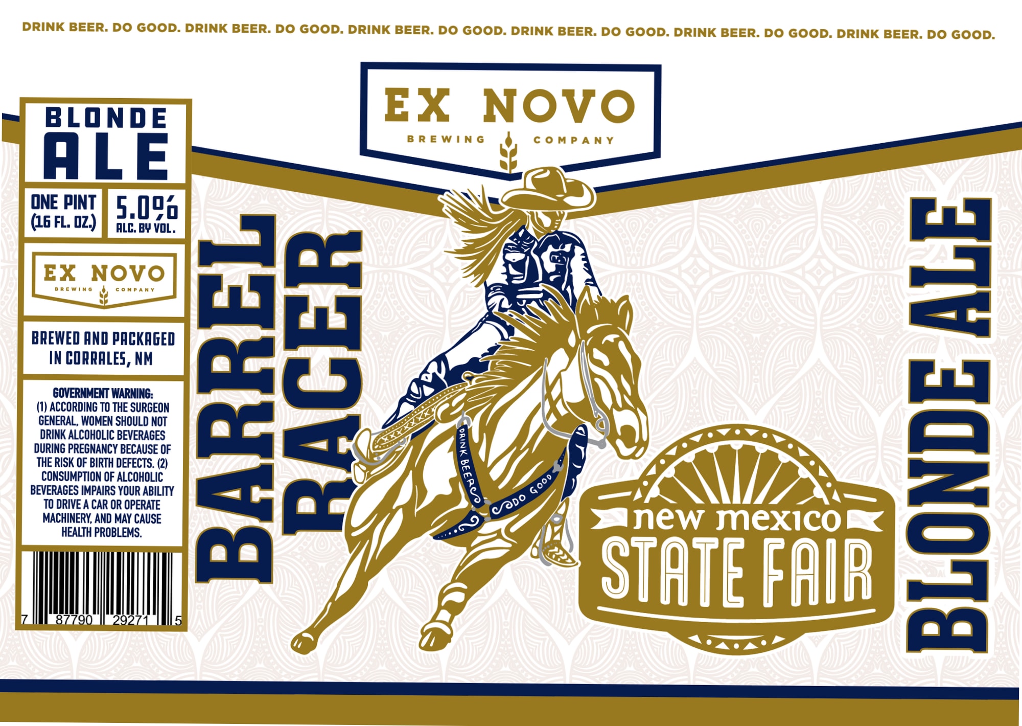 Barrel Racer Blonde Ale by Ex Novo Brewing Company - beer label