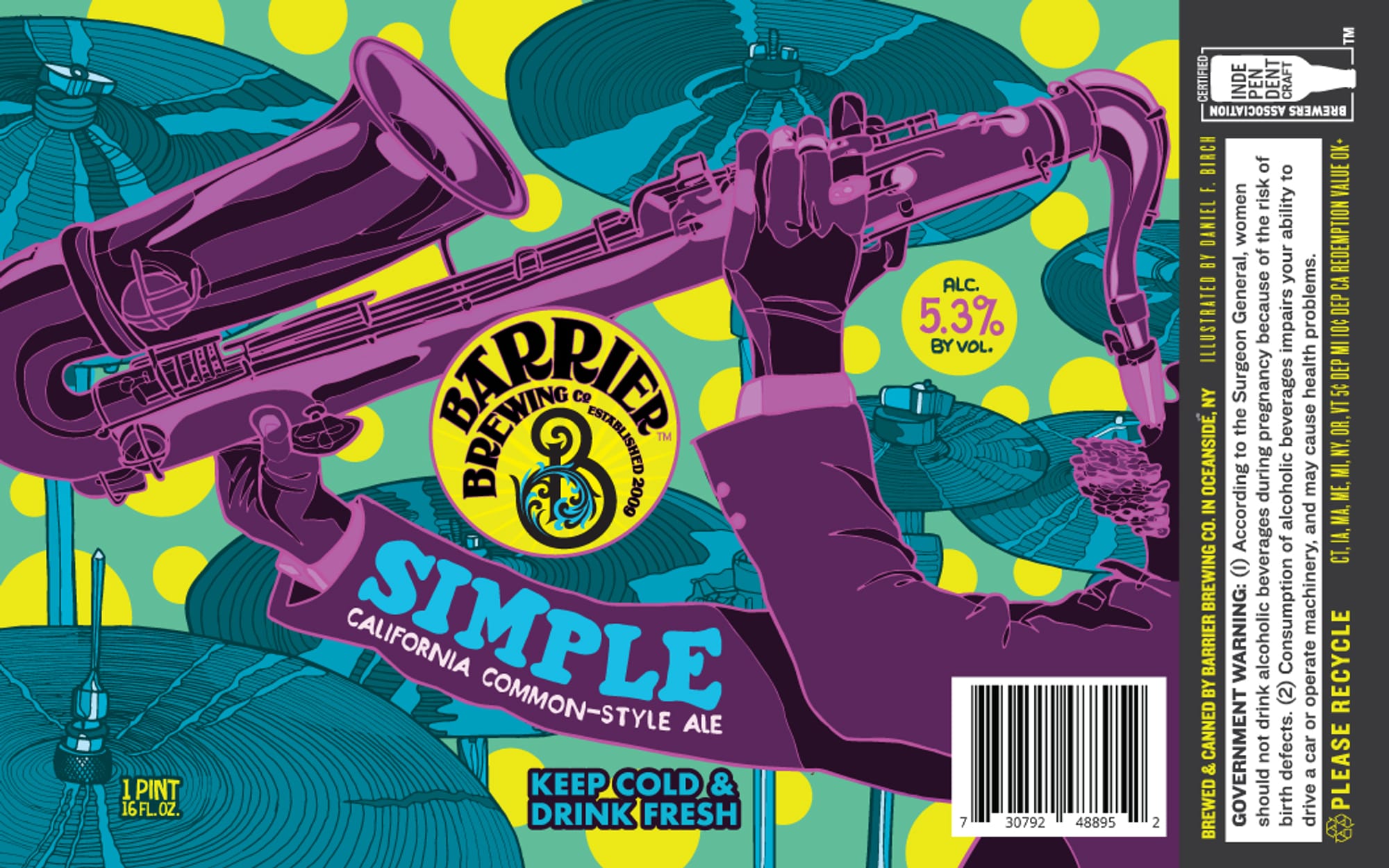 Simple by Barrier Brewing Co. - beer label