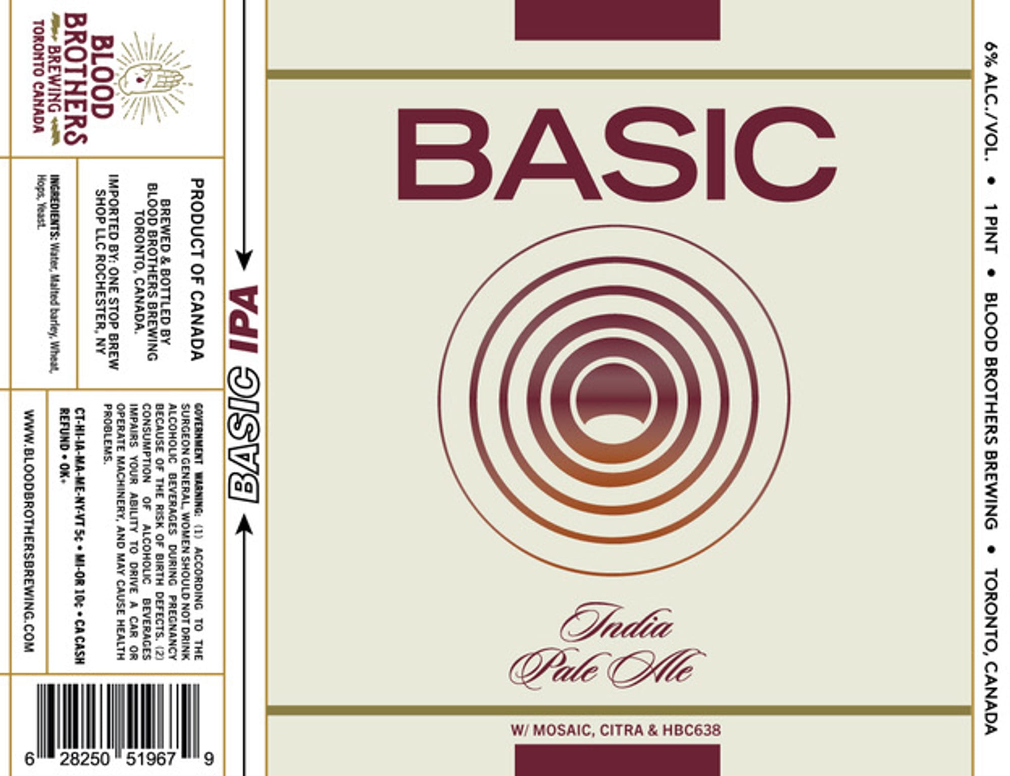 Basic India Pale Ale by Blood Brothers Brewing - beer label