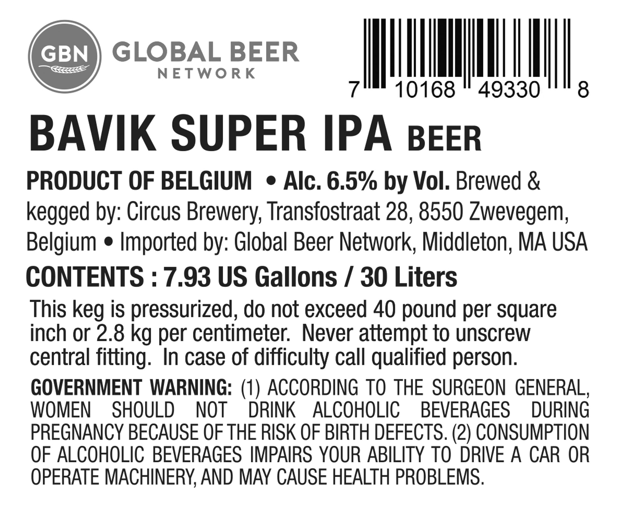Bavik Super IPA Beer by Circus Brewery - beer label