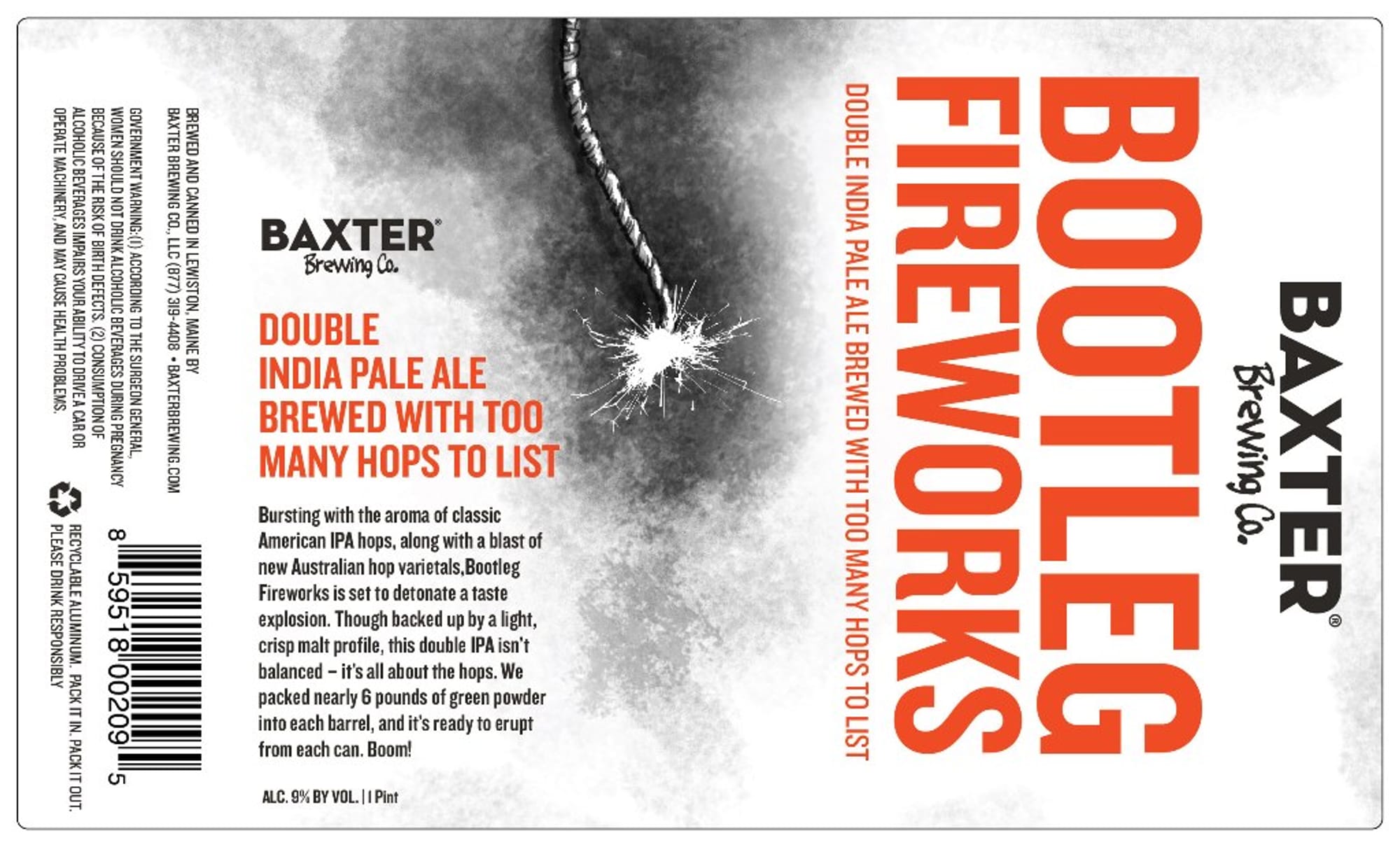 Fireworks Double India Pale Ale by Baxter Brewing Co. - beer label