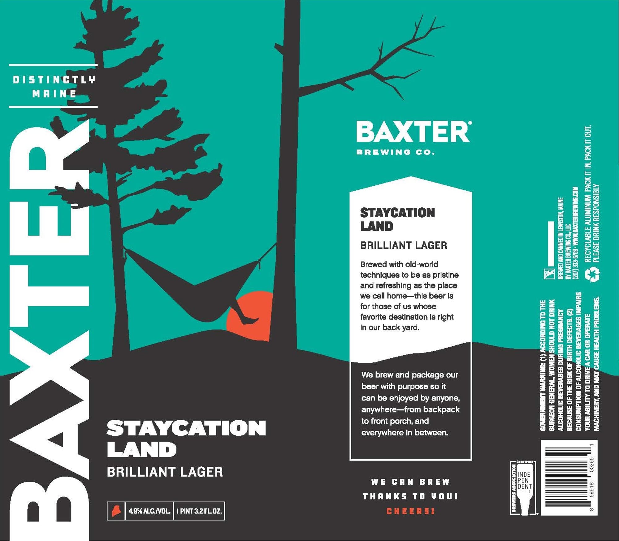 Staycation Land Brilliant Lager by Baxter Brewing Co. - beer label