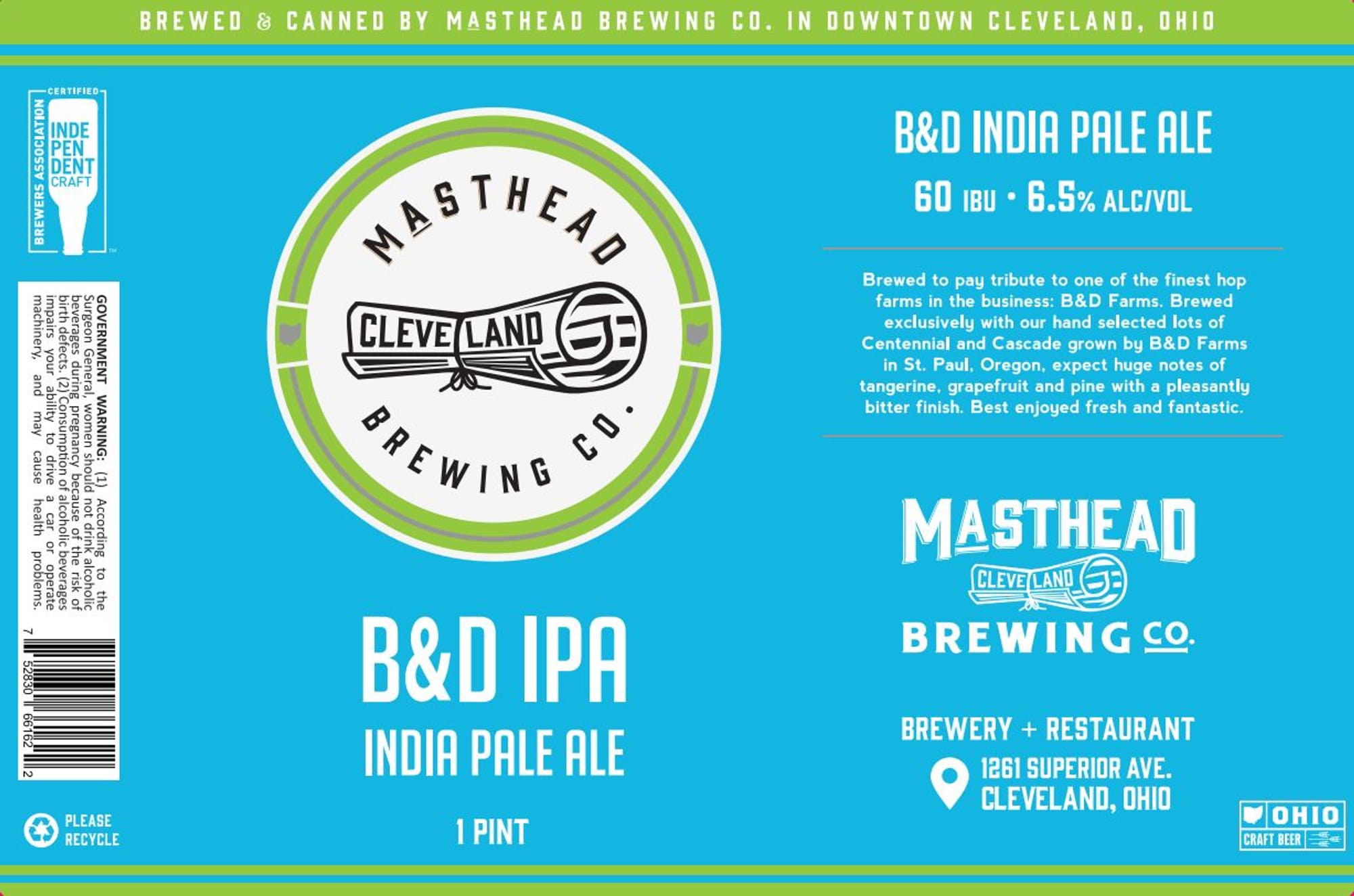 B&D IPA by Masthead Brewing Co. - beer label