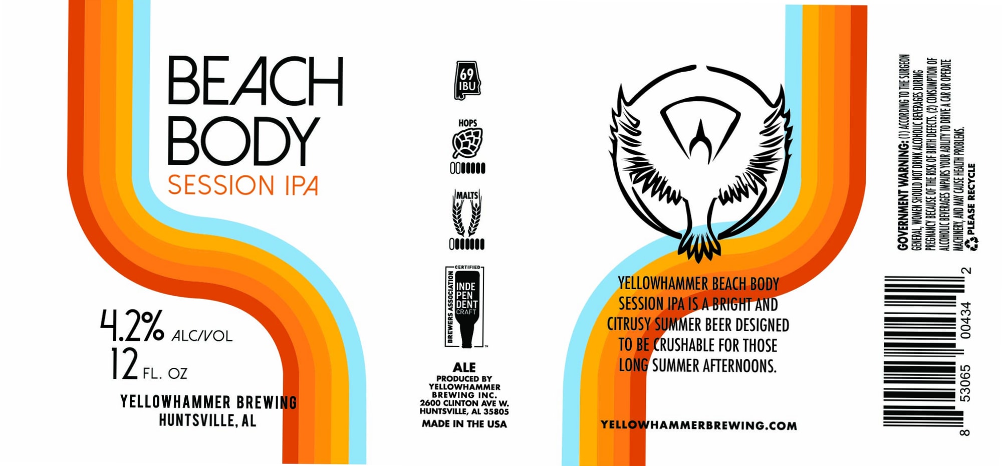 Beach Body Session IPA by Yellowhammer Brewing - beer label