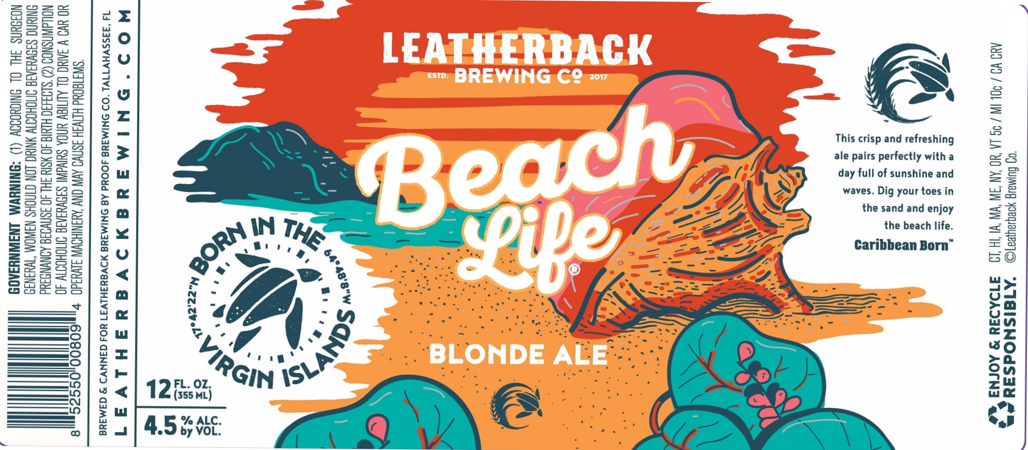 Beach Life by Leatherback Brewing Co. - beer label