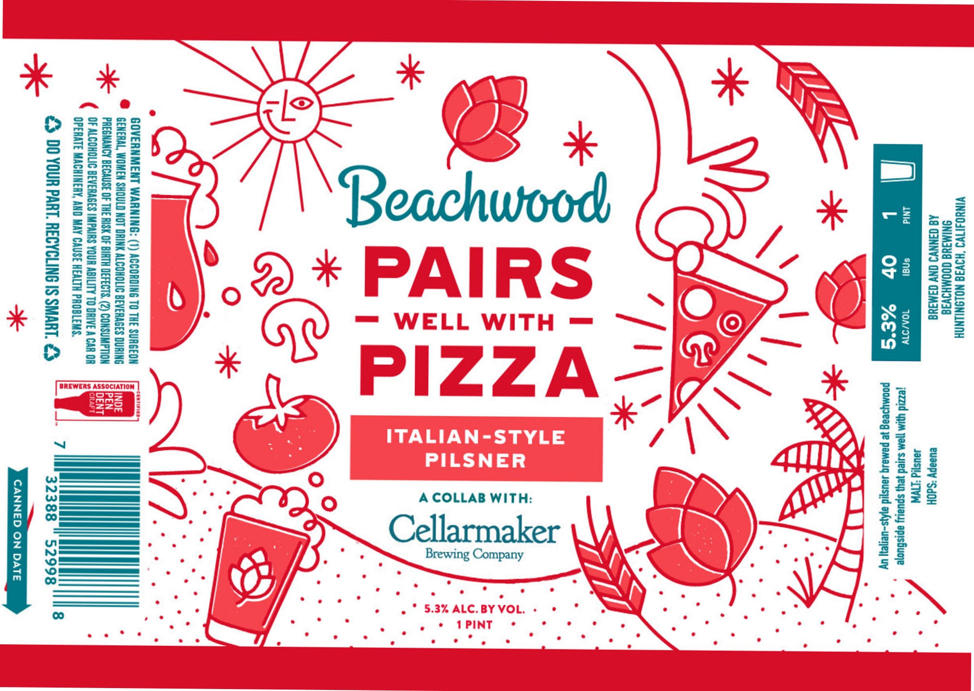 Beachwood Pairs – Well With Pizza by Beachwood Brewing - beer label