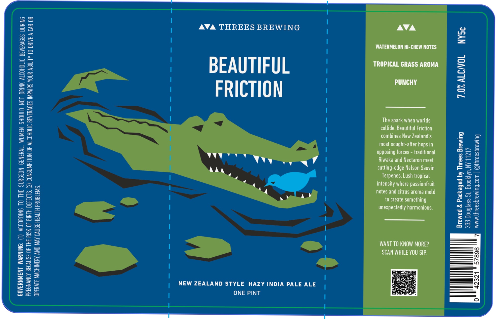Beautiful Friction by Threes Brewing - beer label