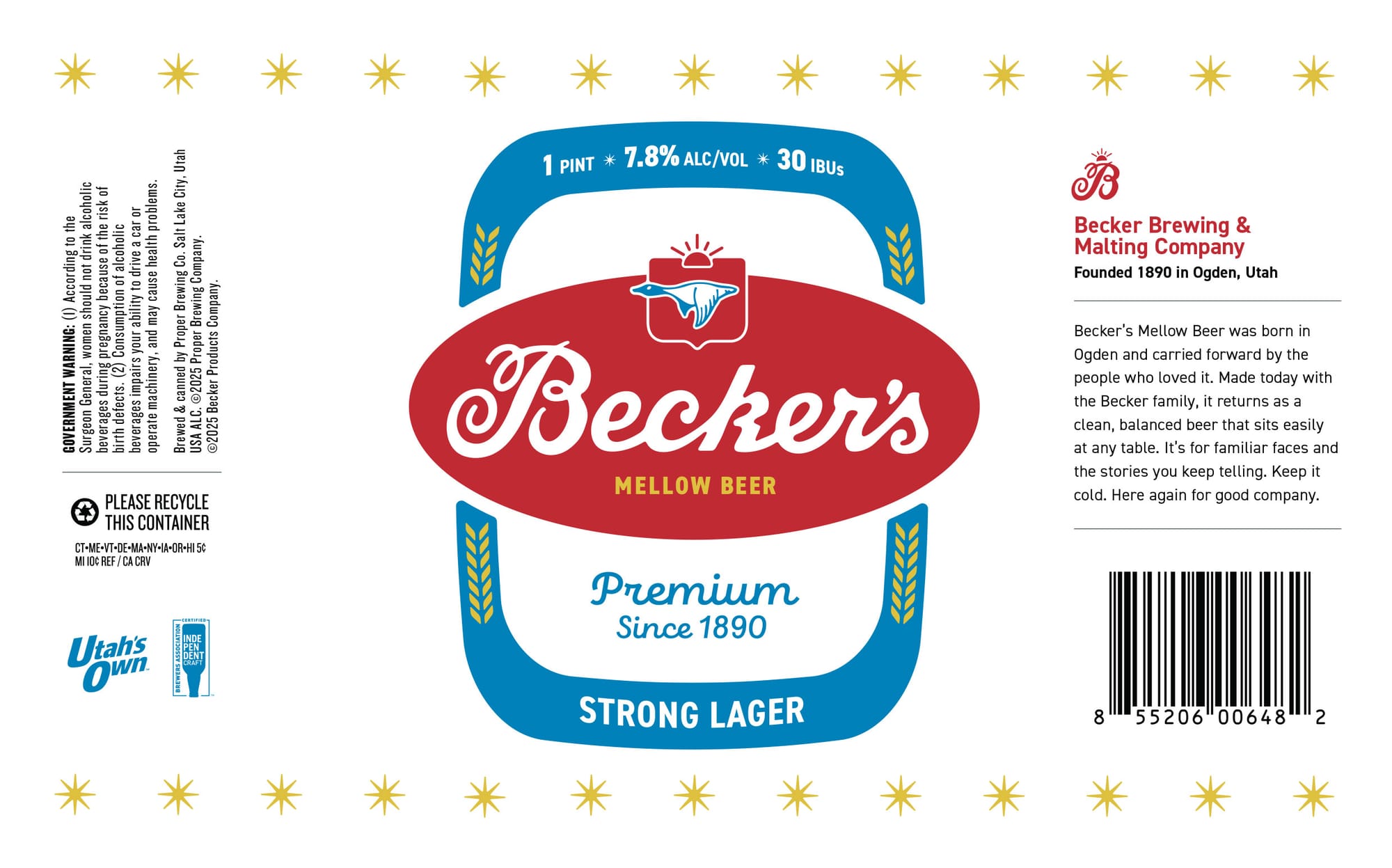 Becker’s Mellow Beer by Becker Brewing & Malting Company - beer label