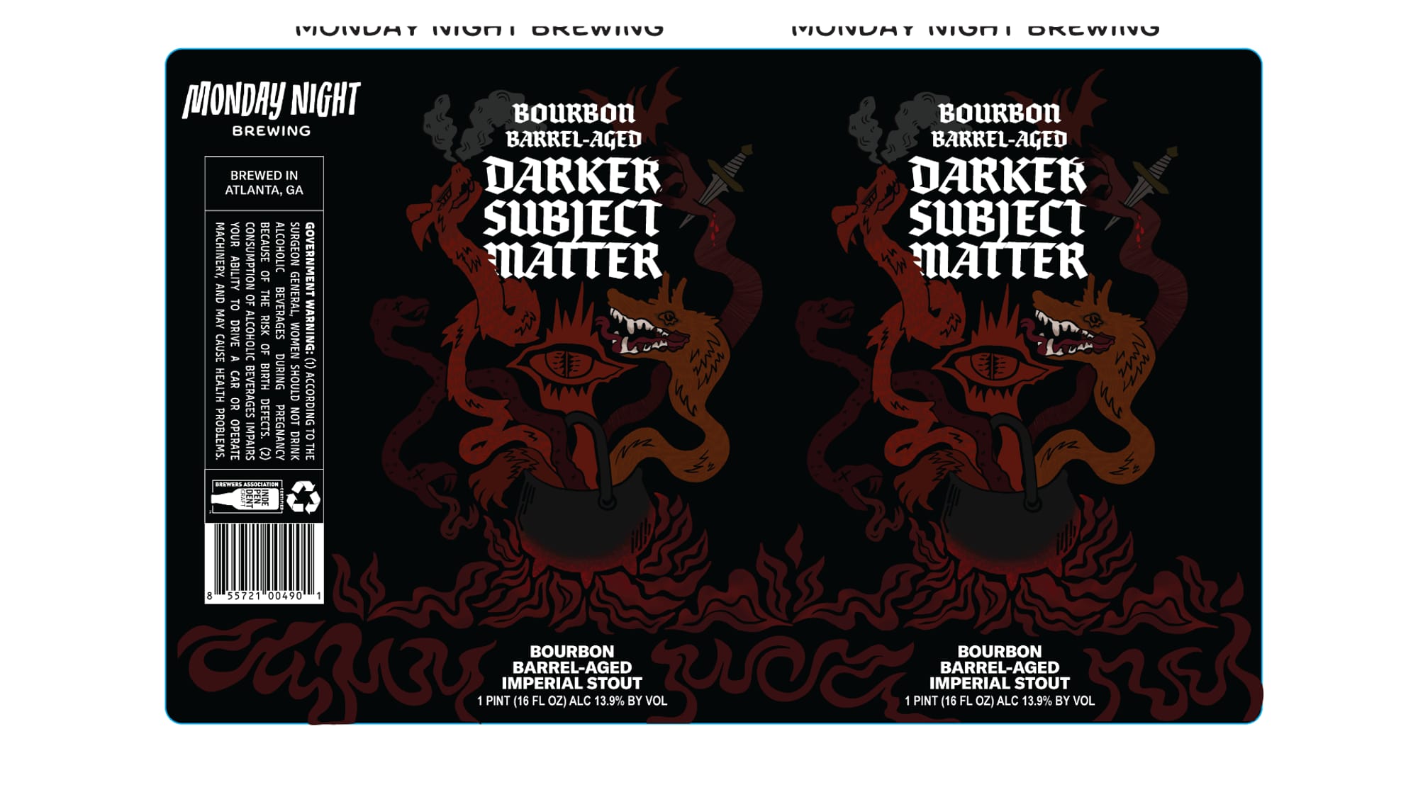 Bourbon Barrel-Aged Darker Subject Matter by Monday Night Brewing - beer label