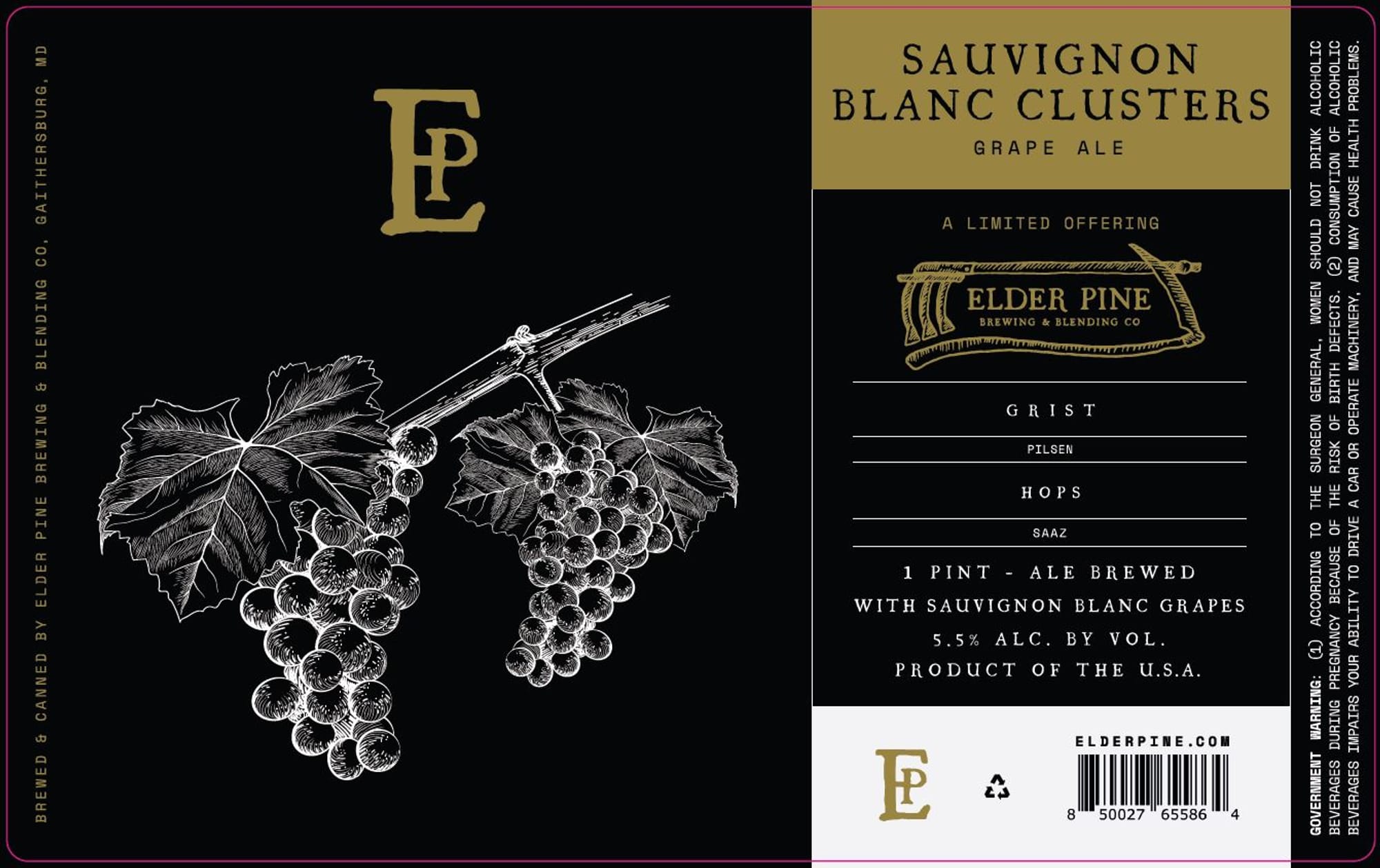 SAUVIGNON BLANC CLUSTERS by ELDER PINE BREWING & BLENDING CO - beer label