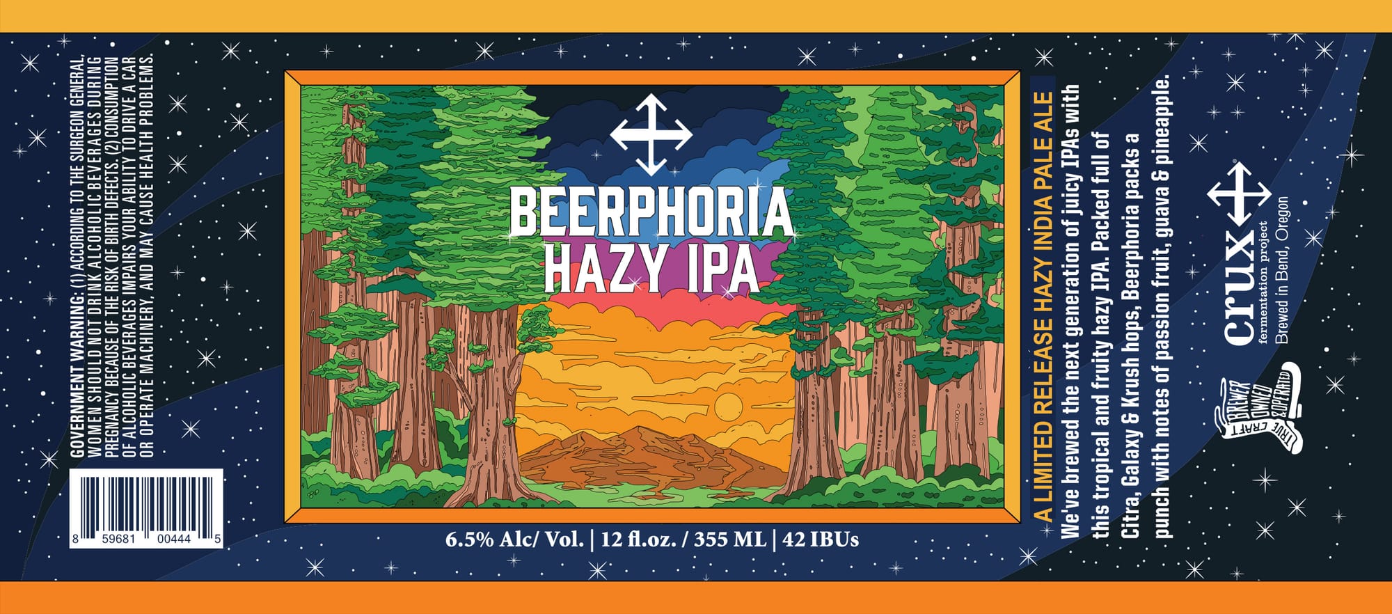 Beerphoria Hazy IPA by Crux Fermentation Project - beer label