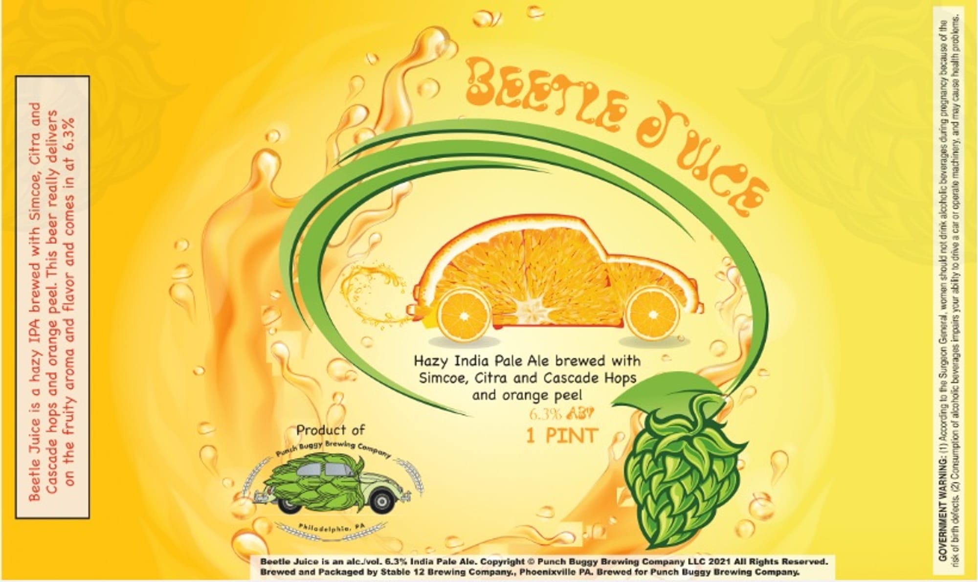 Beetle Juice by Punch Buggy Brewing Company - beer label