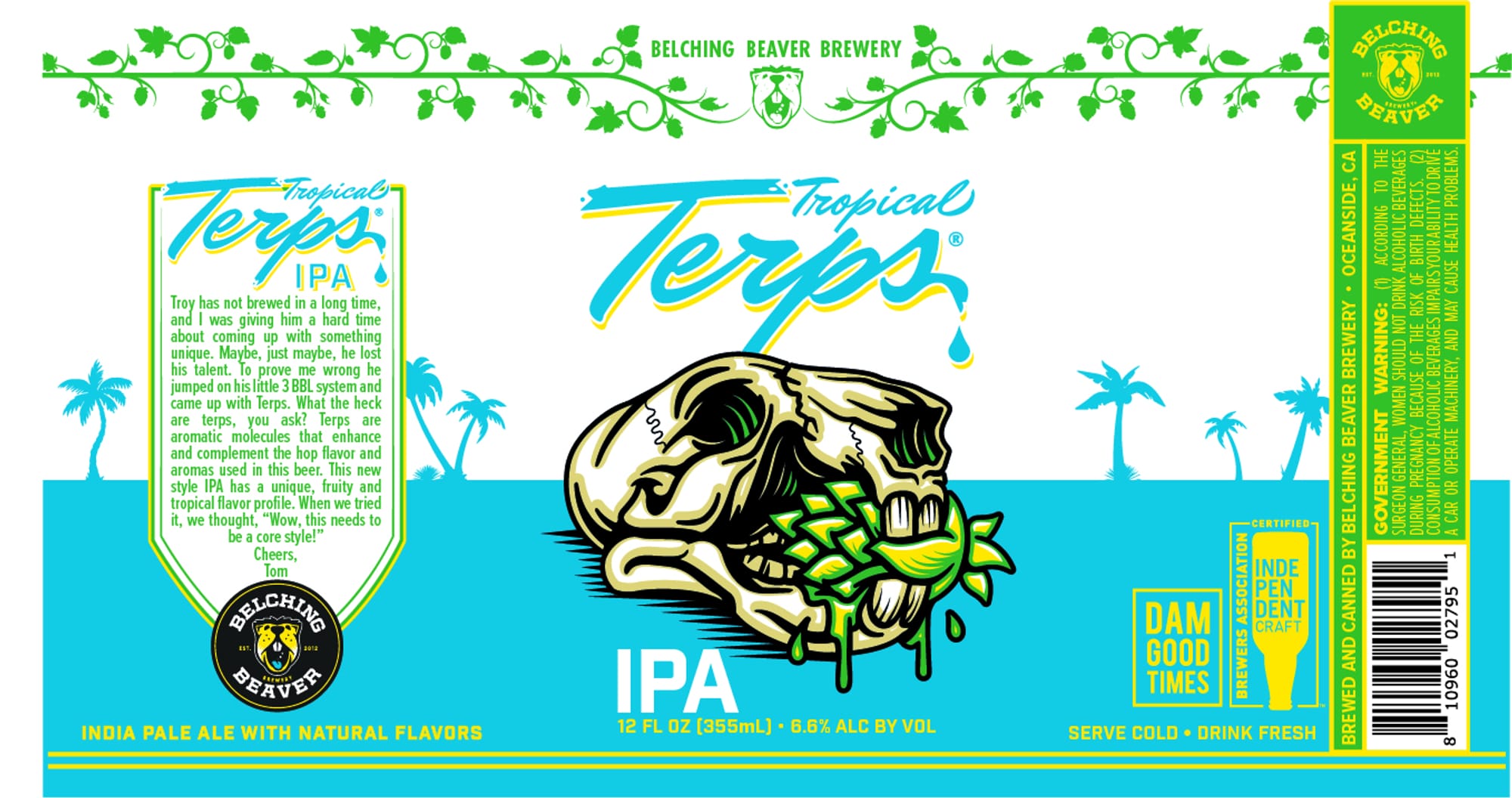 Tropical Terps IPA by Belching Beaver Brewery - beer label