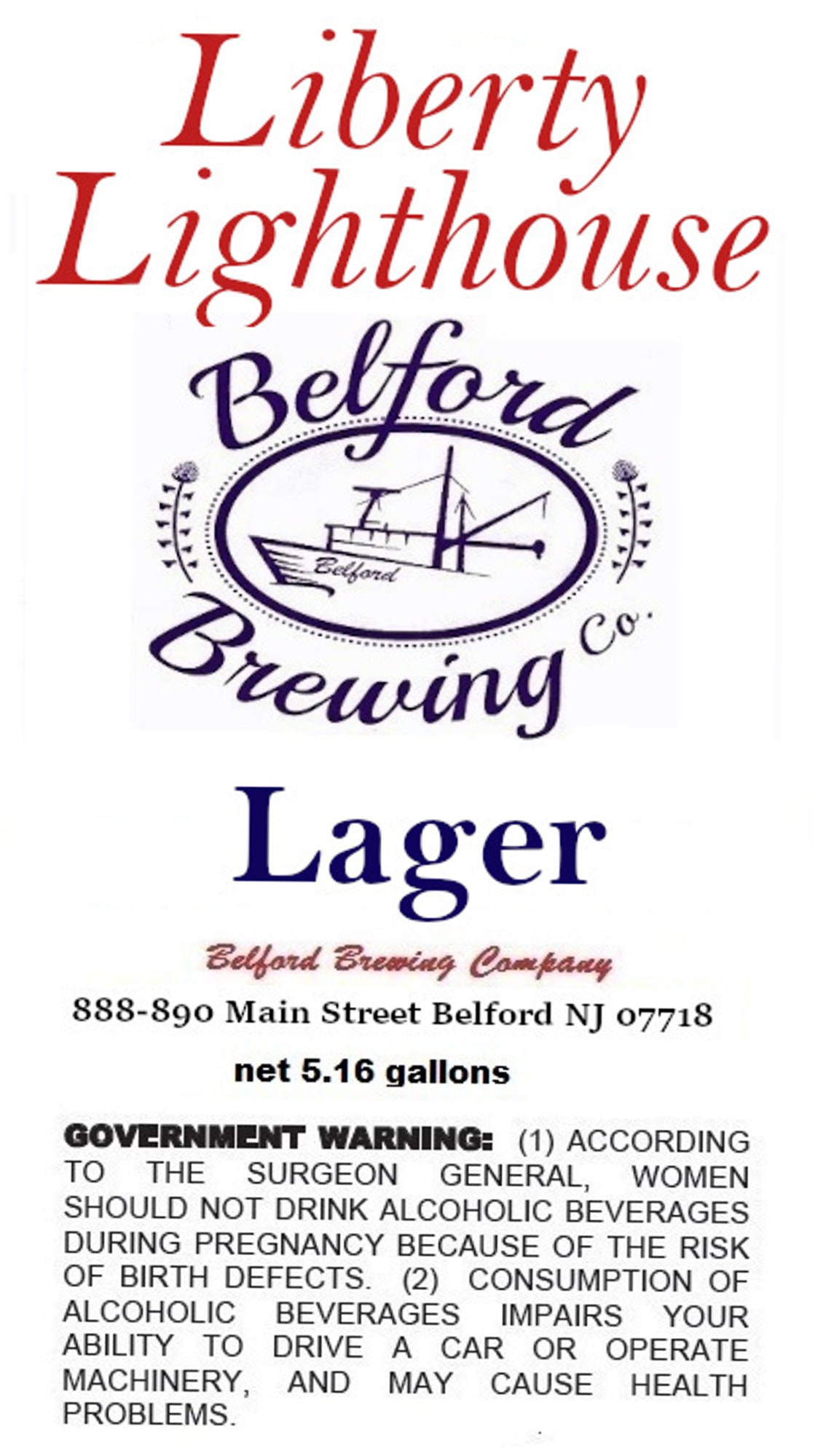 Liberty Lighthouse Belford Lager by Belford Brewing Company - beer label