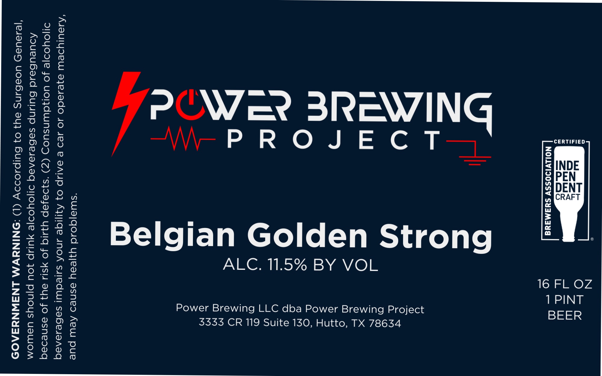 Belgian Golden Strong by Power Brewing Project - beer label
