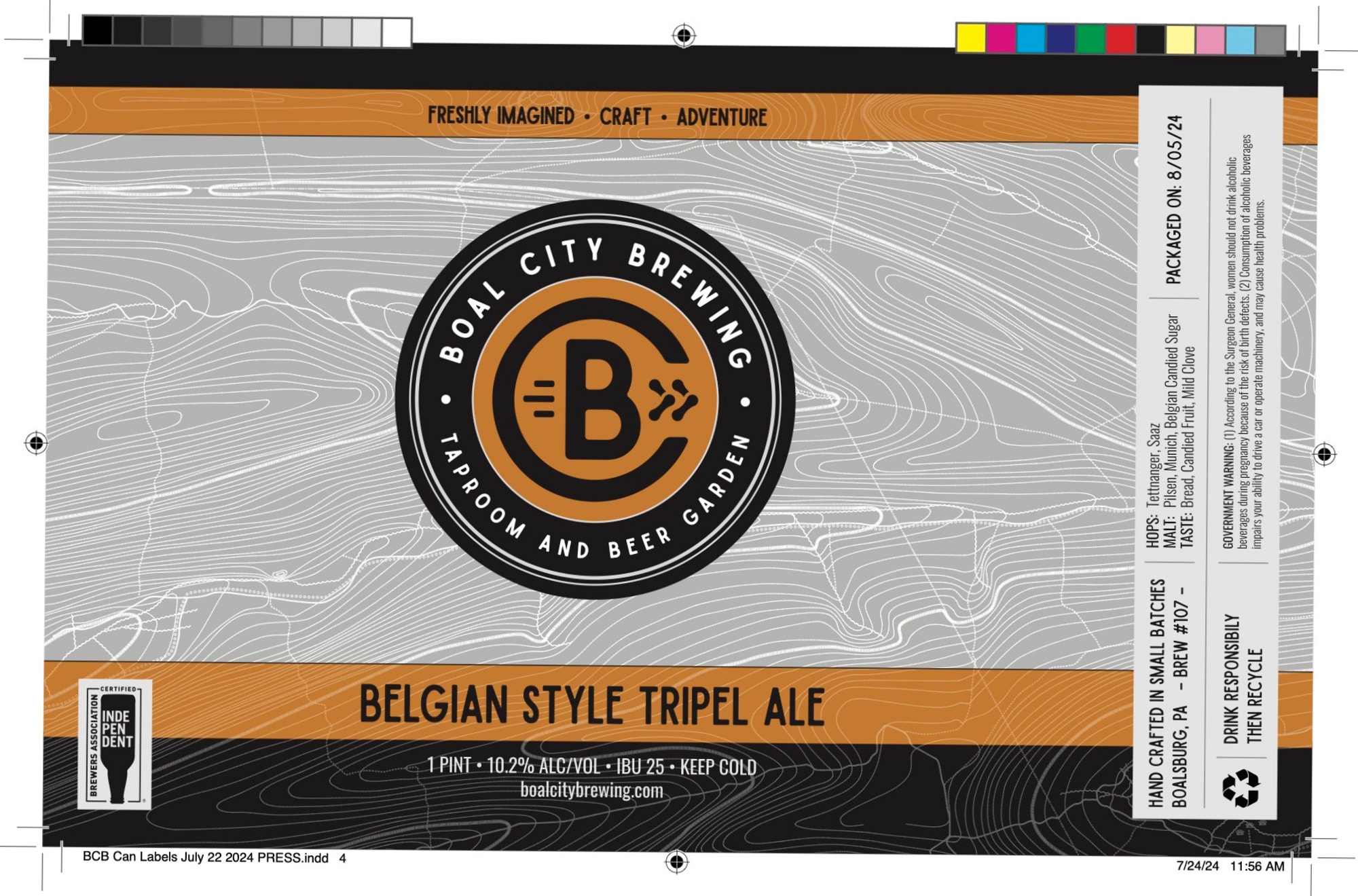 Belgian Style Tripel Ale by Boal City Brewing - beer label