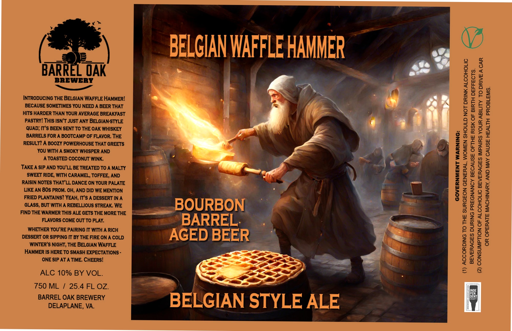 Belgian Waffle Hammer by Barrel Oak Brewery - beer label