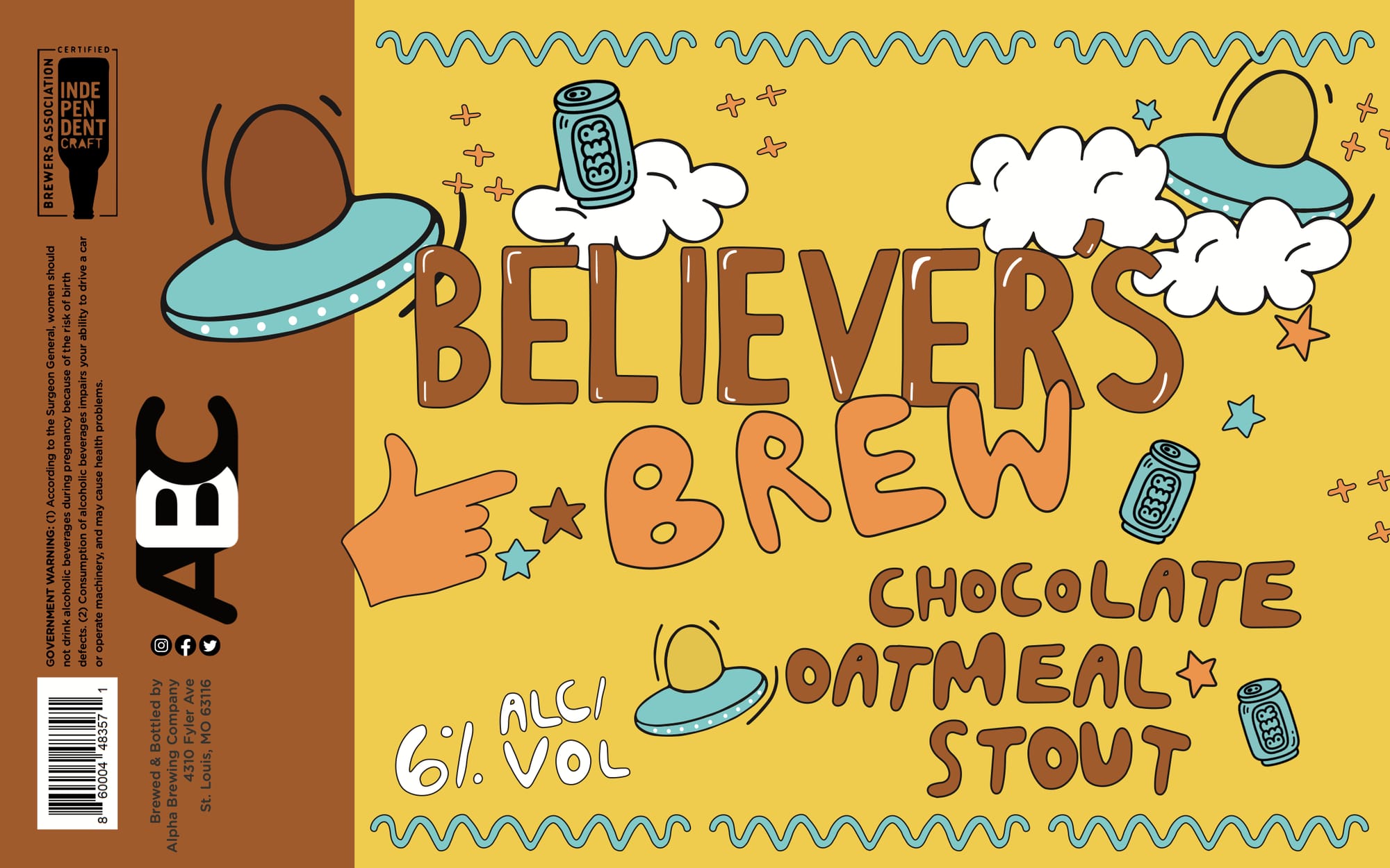 Believers Chocolate Oatmeal Stout by Alpha Brewing Company - beer label