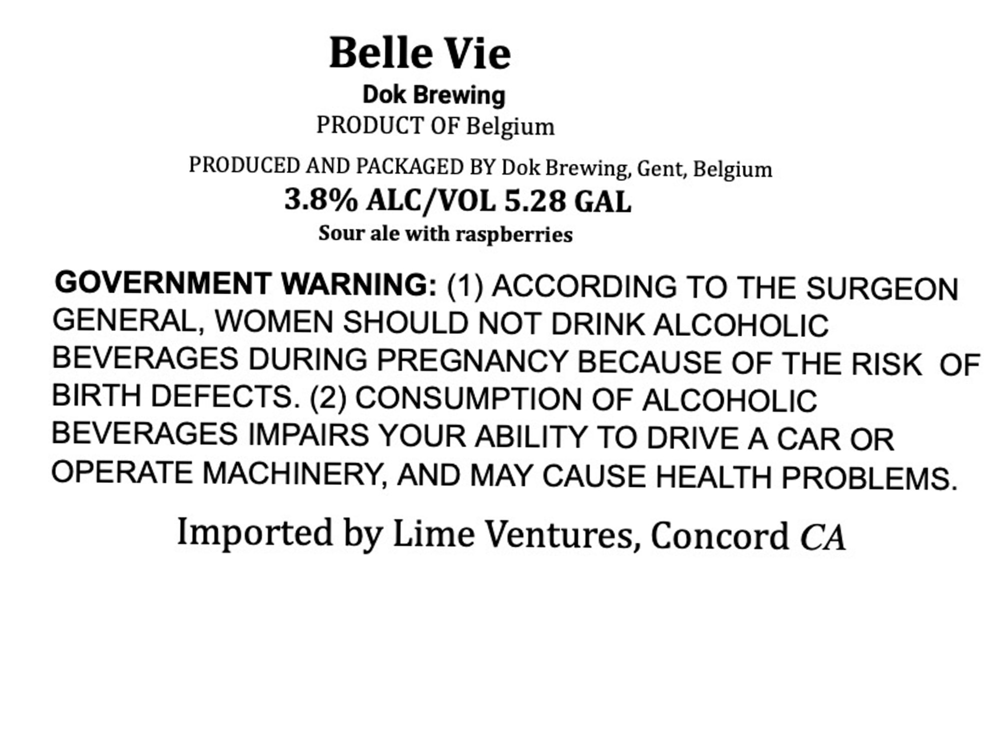 Belle Vie by Dok Brewing - beer label