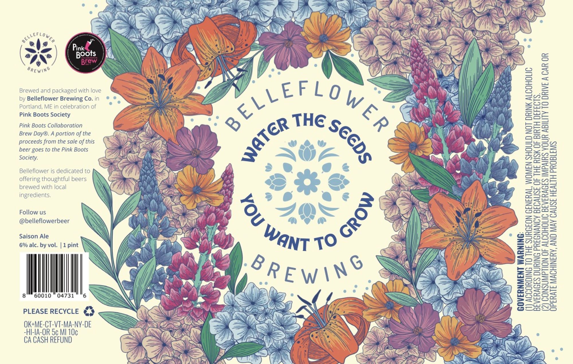 Water the Seeds by Belleflower Brewing - beer label