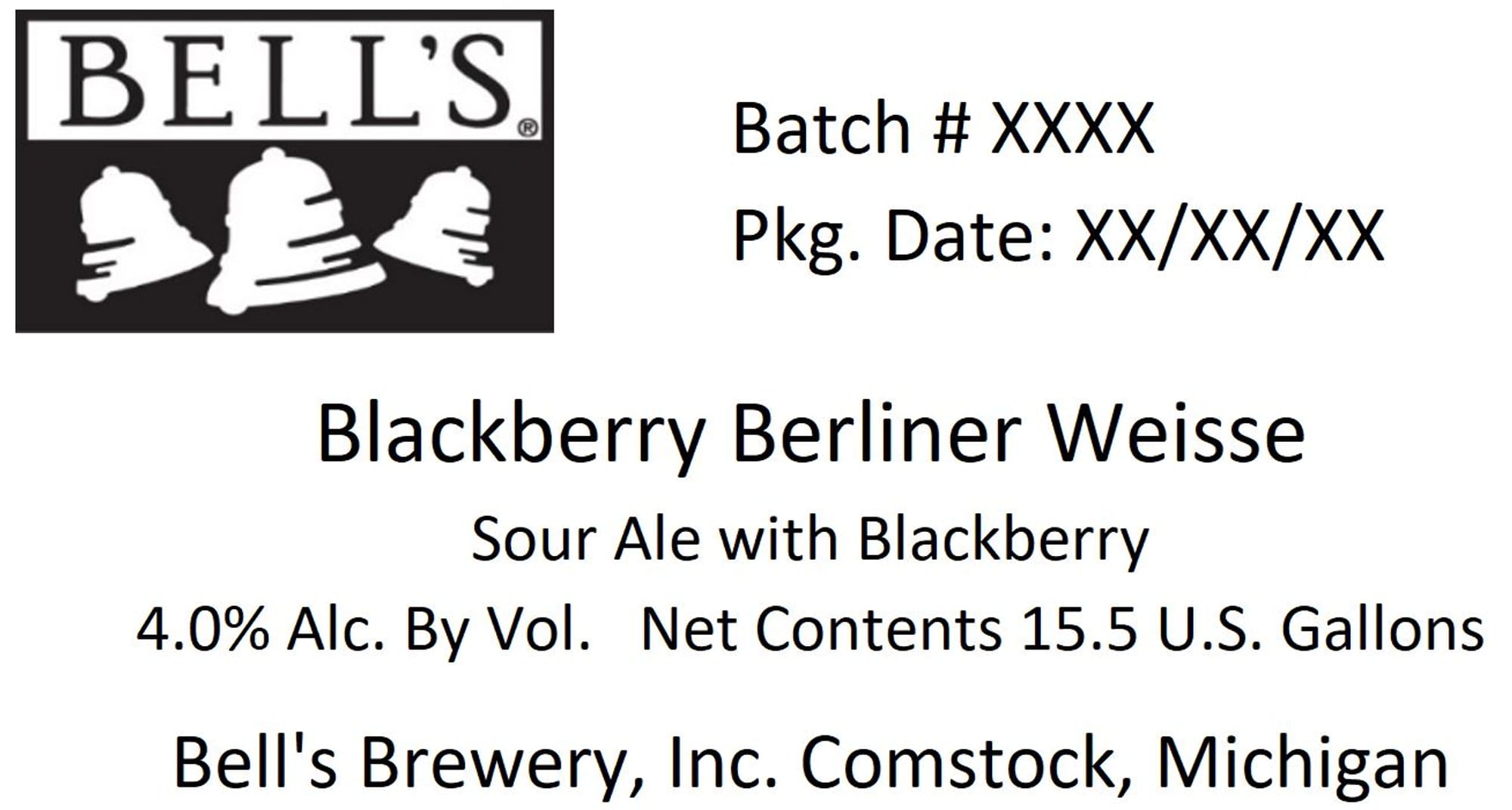 Blackberry Berliner Weisse by Bell's Brewery - beer label