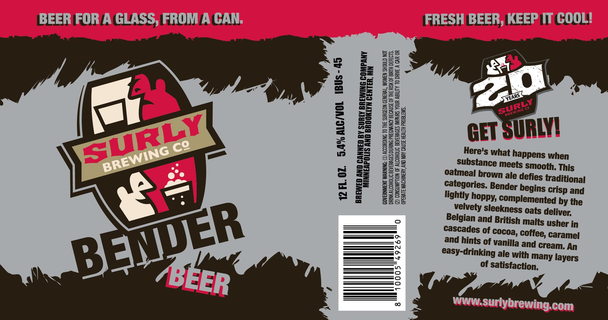 Bender Beer by Surly Brewing Co. - beer label