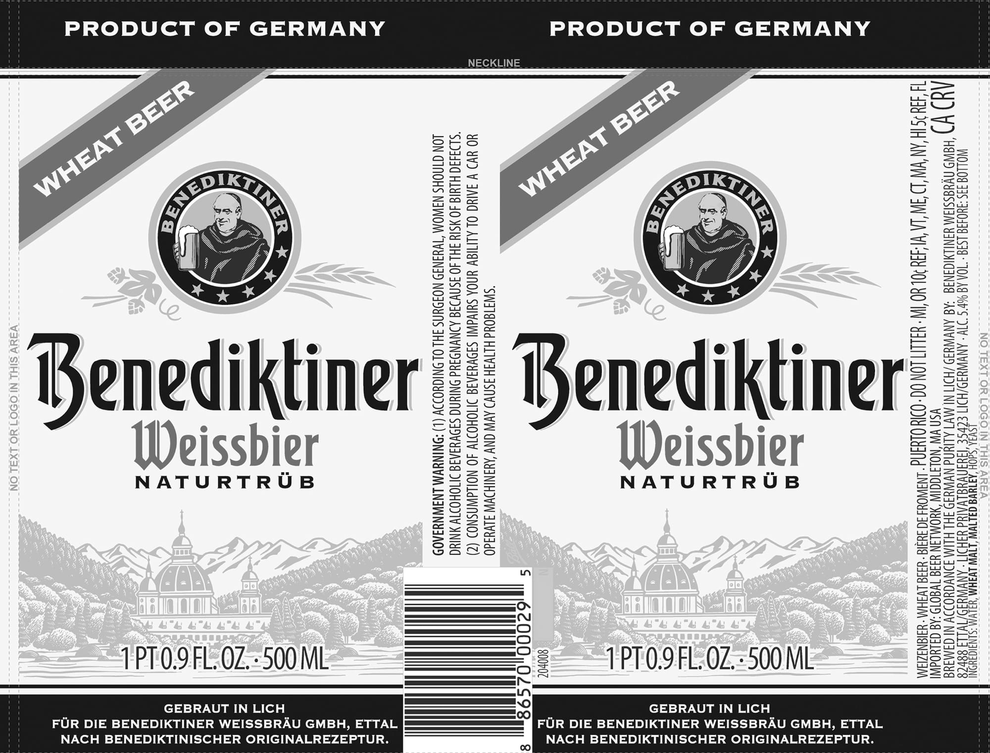Benediktiner Weissbier by Benediktiner Weissbräu GmbH - beer label